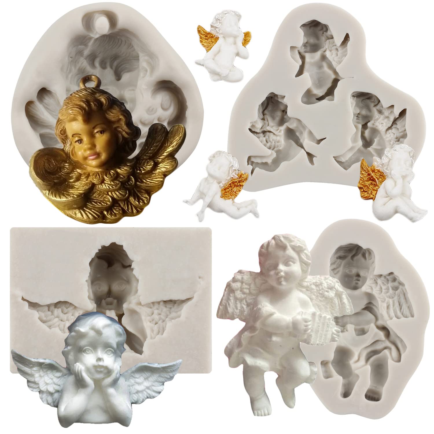 Mypracs Angel Baby Silicone Mold Cupid Fondant Molds For Baby Shower Cake Decorating Cupcake Topper Candy Chocolate Gum Paste Po