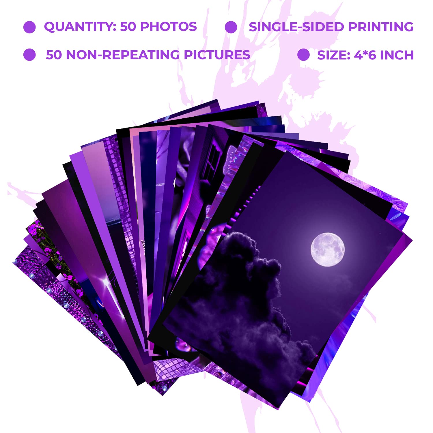 WOONKIT Purple Photo Wall Collage Kit Aesthetic Pictures  Wall Decor for Bedroom  Room Decor for Teen Girls  Trendy  50PCS 4x6 INCH