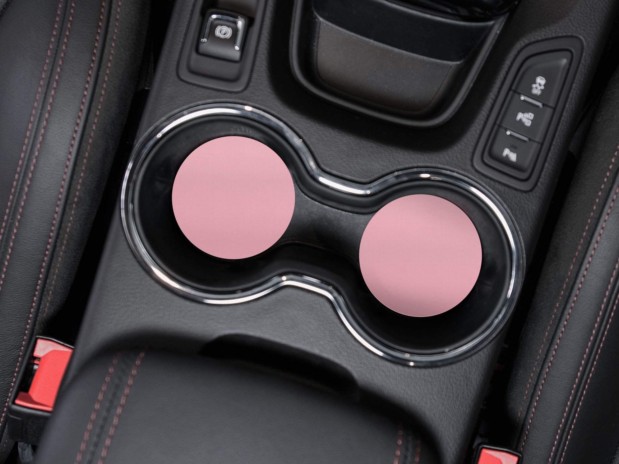 Caribou Coasters , Solid Light Pink Design Absorbent Round Fabric Felt Neoprene Car Coasters For Drinks, 2Pcs Set