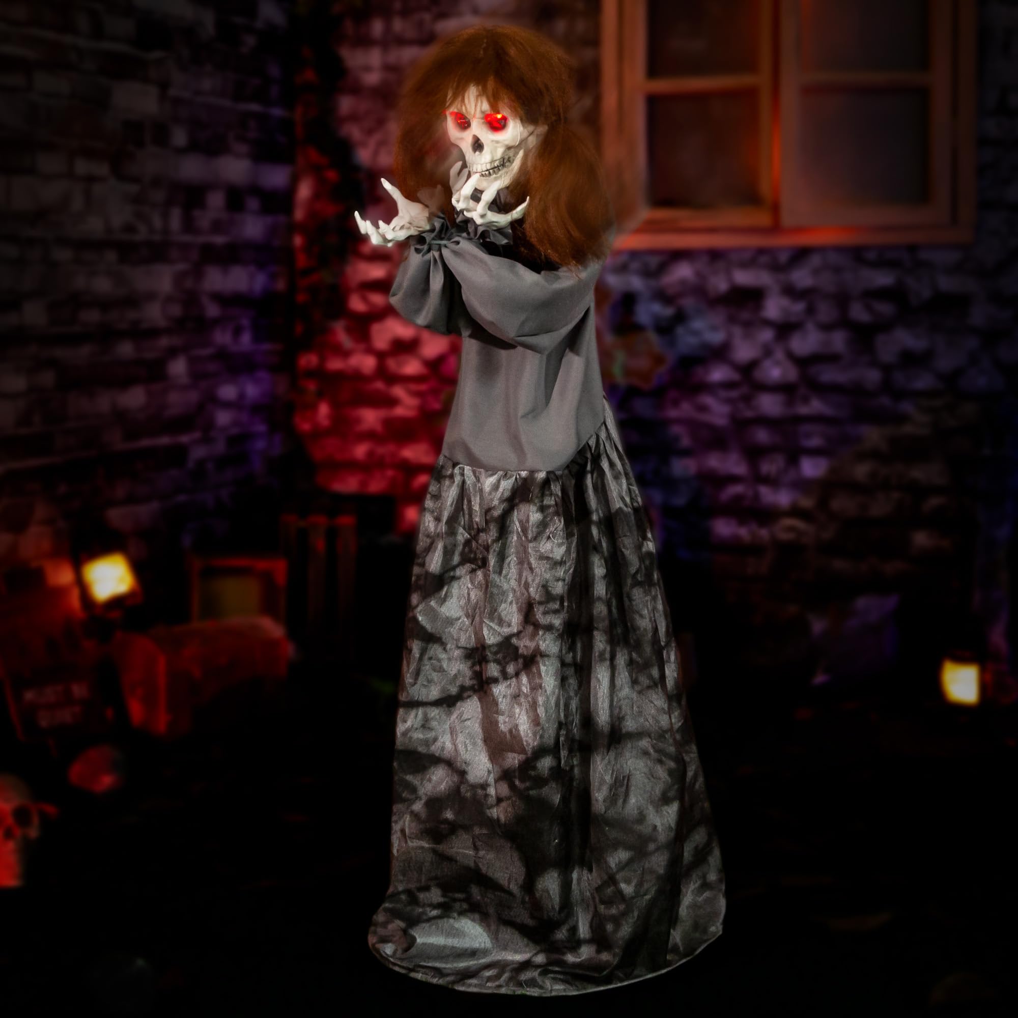 Halloween Animatronics 4ft Spooky Doll Animated 48inch Decorations with Sound Activated, Creepy Sound, Light Up Eyes, Jumpscare,