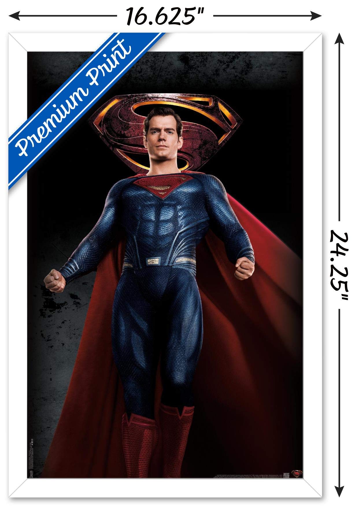 Trends International Dc Comics Movie - Justice League - Superman Wall Poster, 14.725'' X 22.375'', White Framed Version