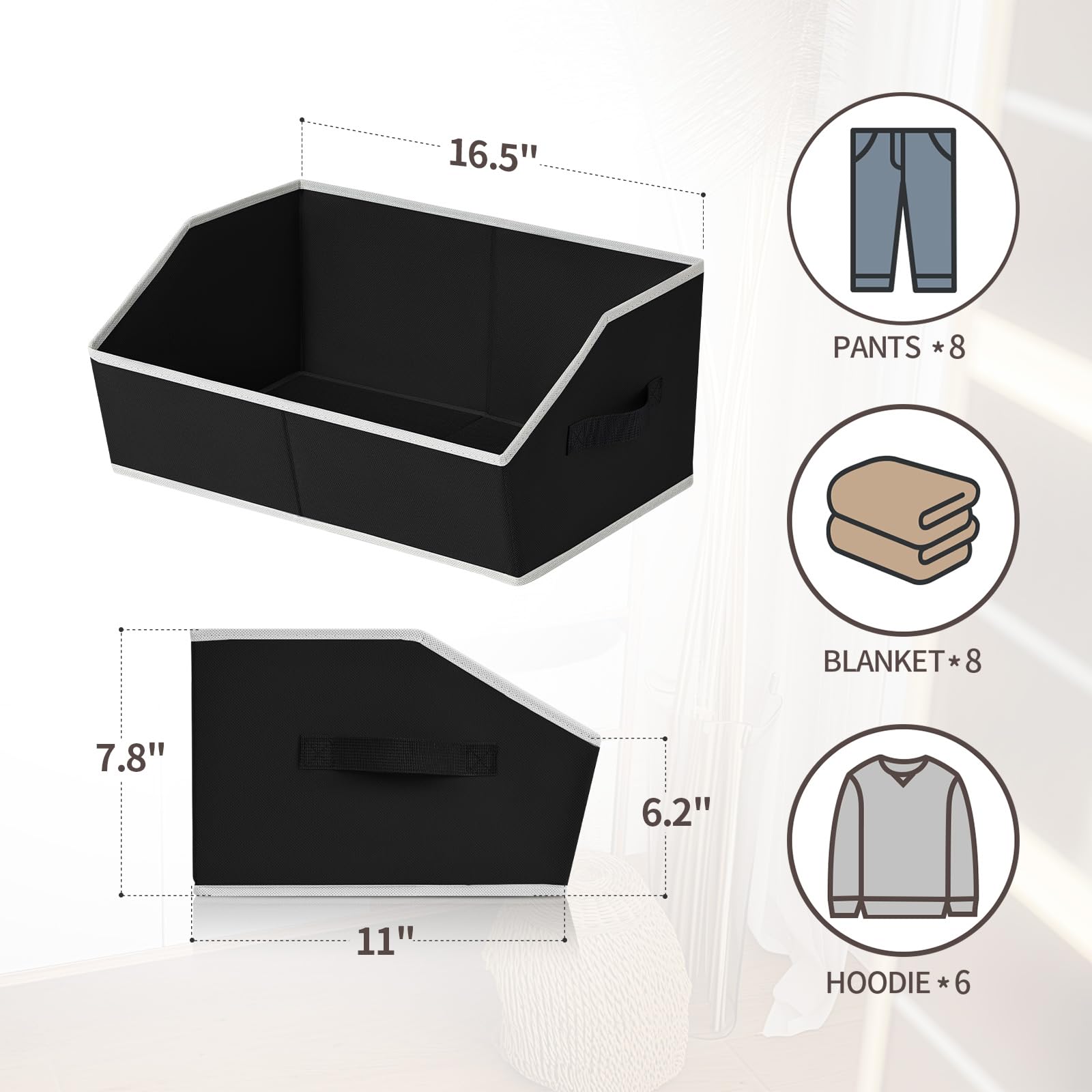 Homsorout Storage Baskets For Shelves - Trapezoid Cube Storage Organizer Bins, Decorative Storage Baskets With Handles, Large Sh