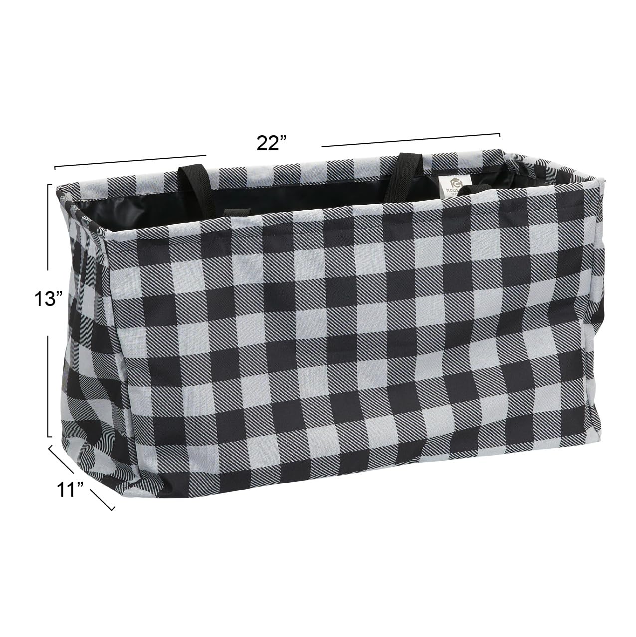 Household Essentials Krush Canvas Utility Tote | Reusable Grocery Bag | Black And White Plaid