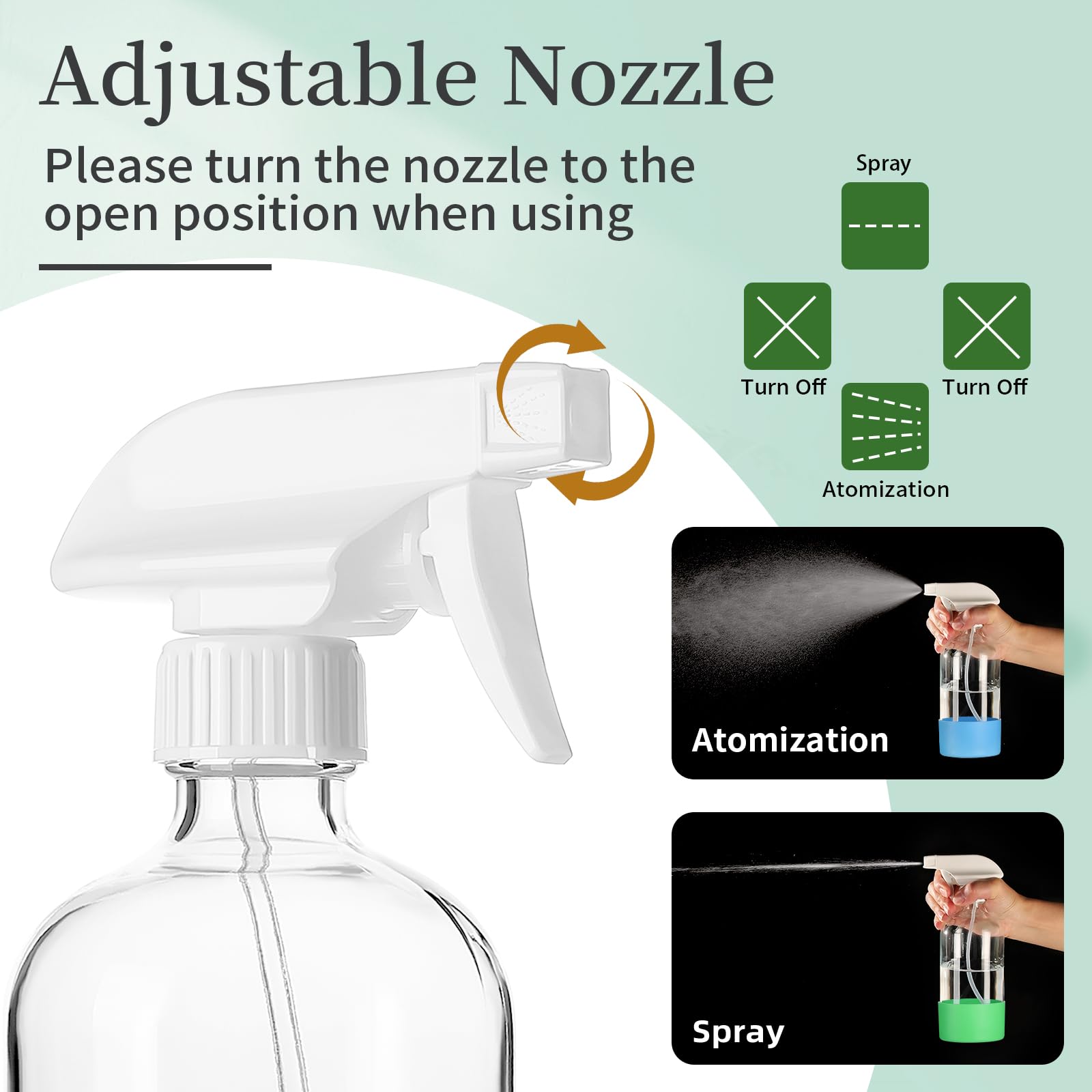 Givameihf 4 Pack Glass Spray Bottles With Silicone Sleeve,16Oz Clear Glass Spray Bottles Refillable Empty Bottle With Adjustable