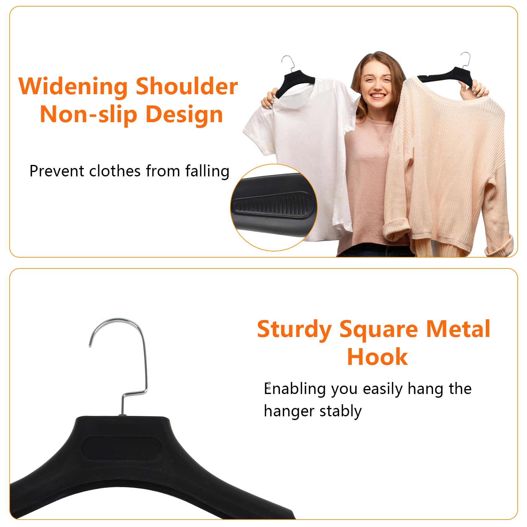 DEDU Suit Hangers for Men 40 Pack  Sweater Hangers No Shoulder Bump Non Slip Width 17.7''  Plastic Clothes Hangers Black with 360?Swivel Metal Hook