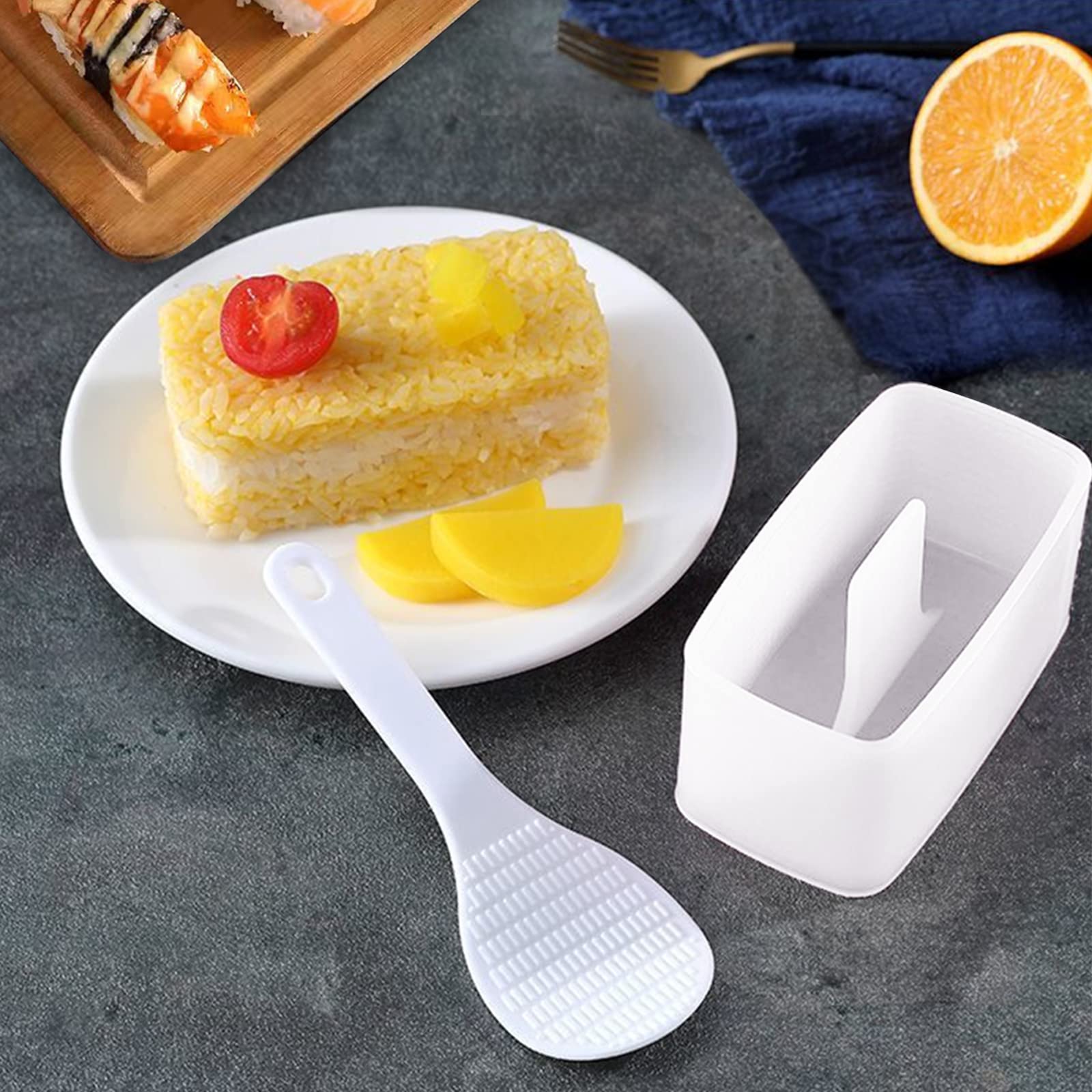 Hedume Set Of 6 Non-Stick Sushi Making Kit, Musubi Maker Press With Small Rice Paddle, None Toxic, Bpa Free Spam Musubi Mold, Ma