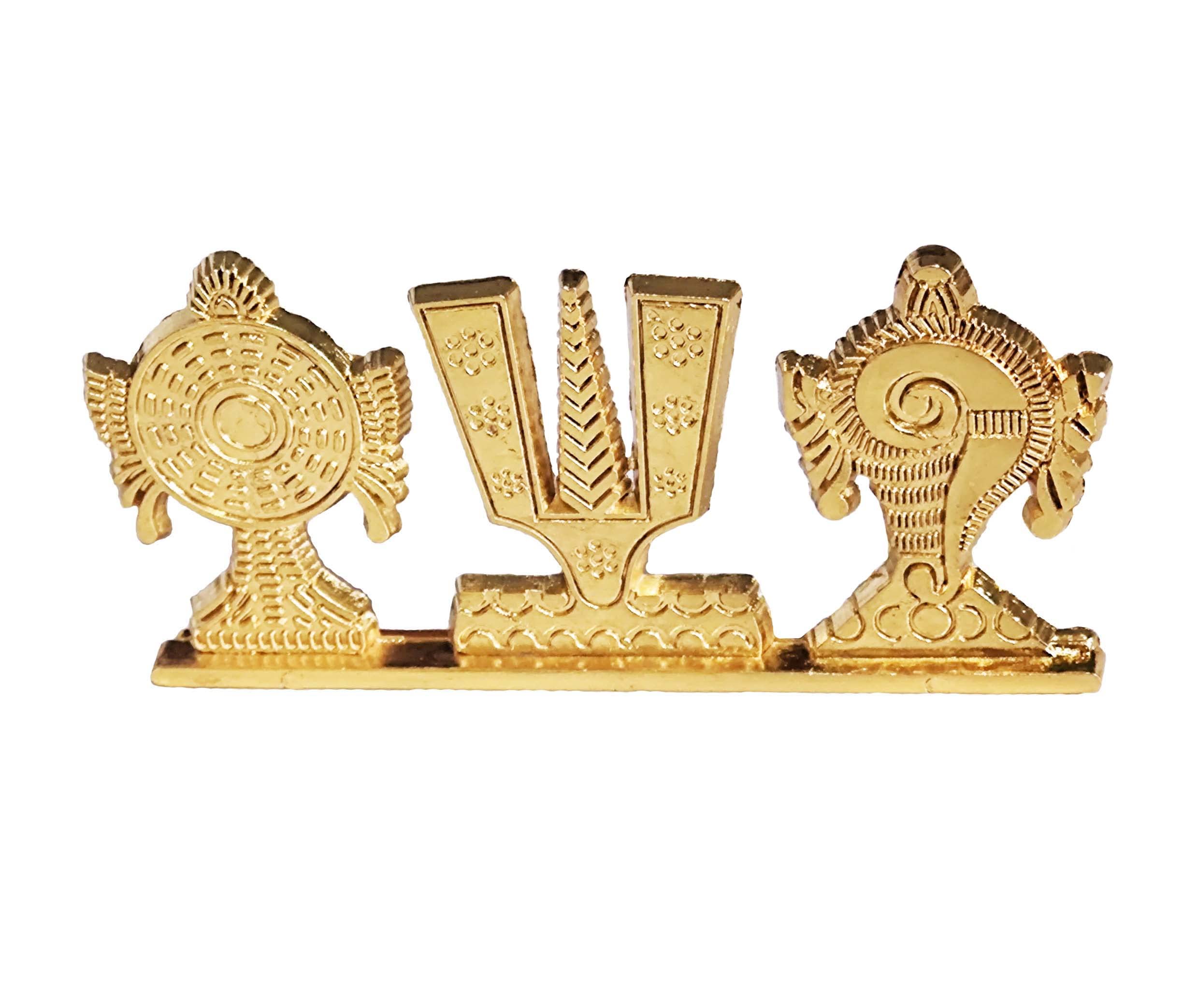Kridaykraft Tirupati Balaji Symbol Stand Shankh Chakra Namah Gold Plating Antique Decorative For Car Dashboard Home & Office Tab