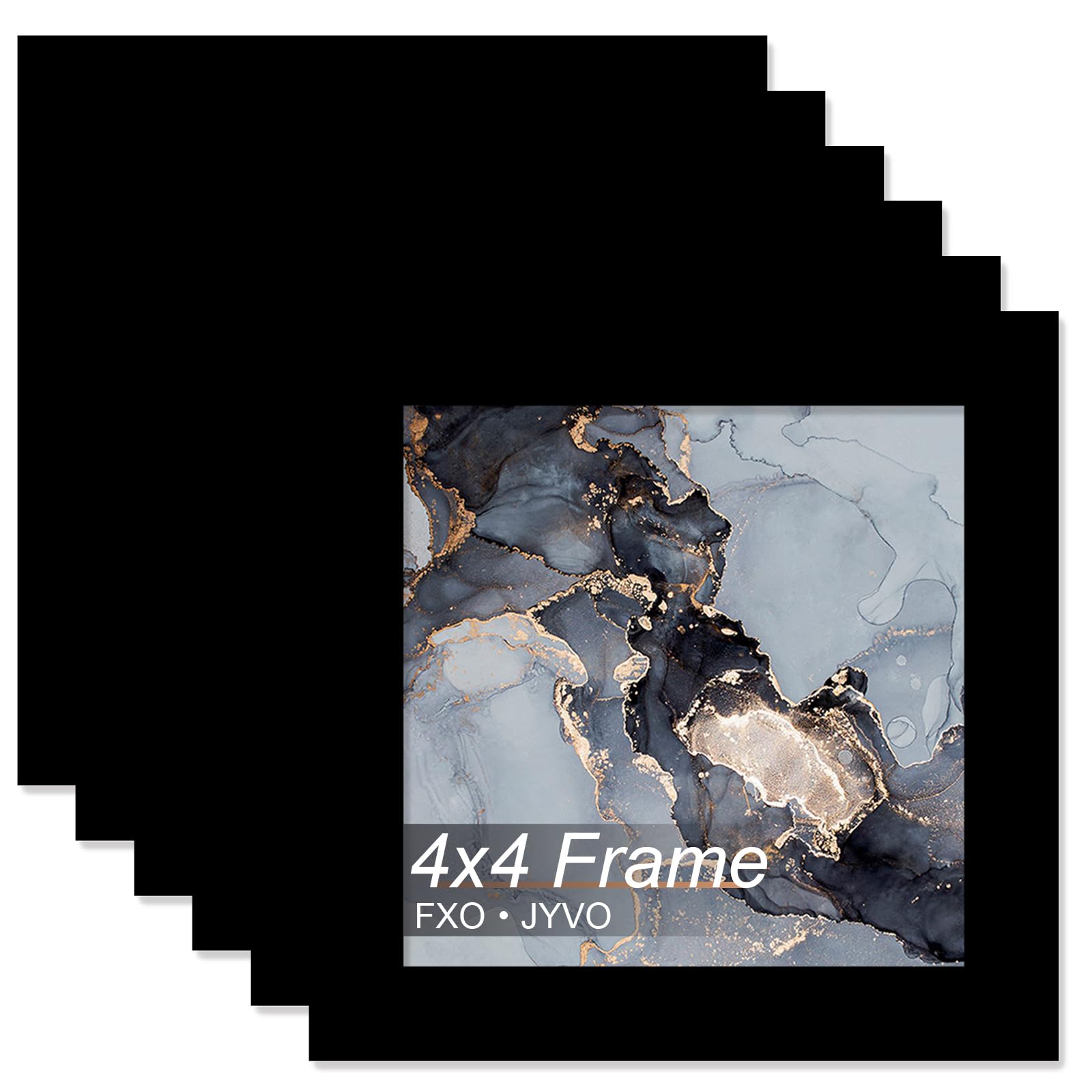 Fxojyvo 4x4 Frame Set of 6, Black Picture Frame for 4 x 4 Square Picture Poster Photo, Light Weight and High Transparent 4 by 4 