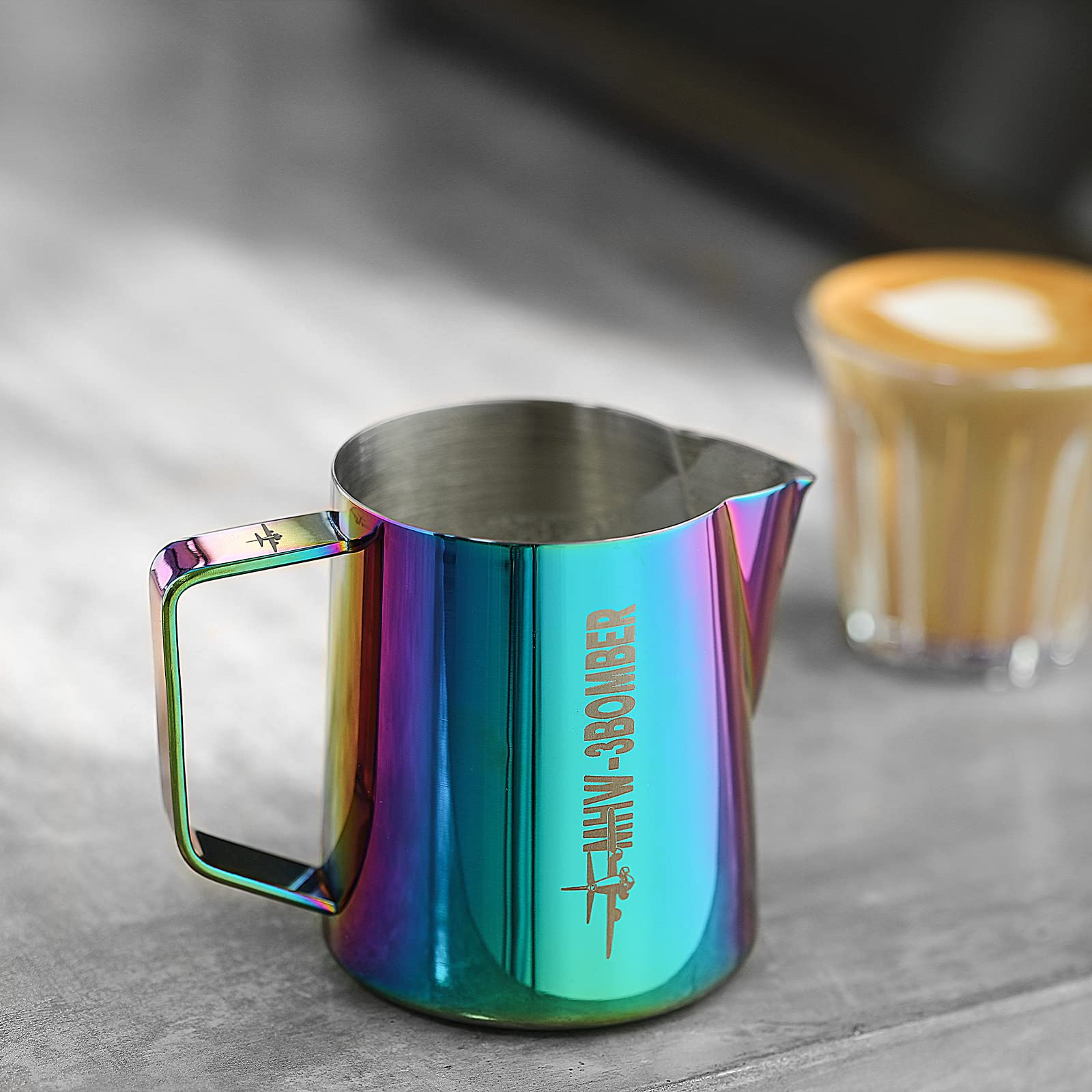 Mhw-3Bomber Milk Frothing Pitcher 16.9Oz/500Ml Latte Art Pitcher Stainless Steel Espresso Steaming Pitcher Colorful Barista Milk