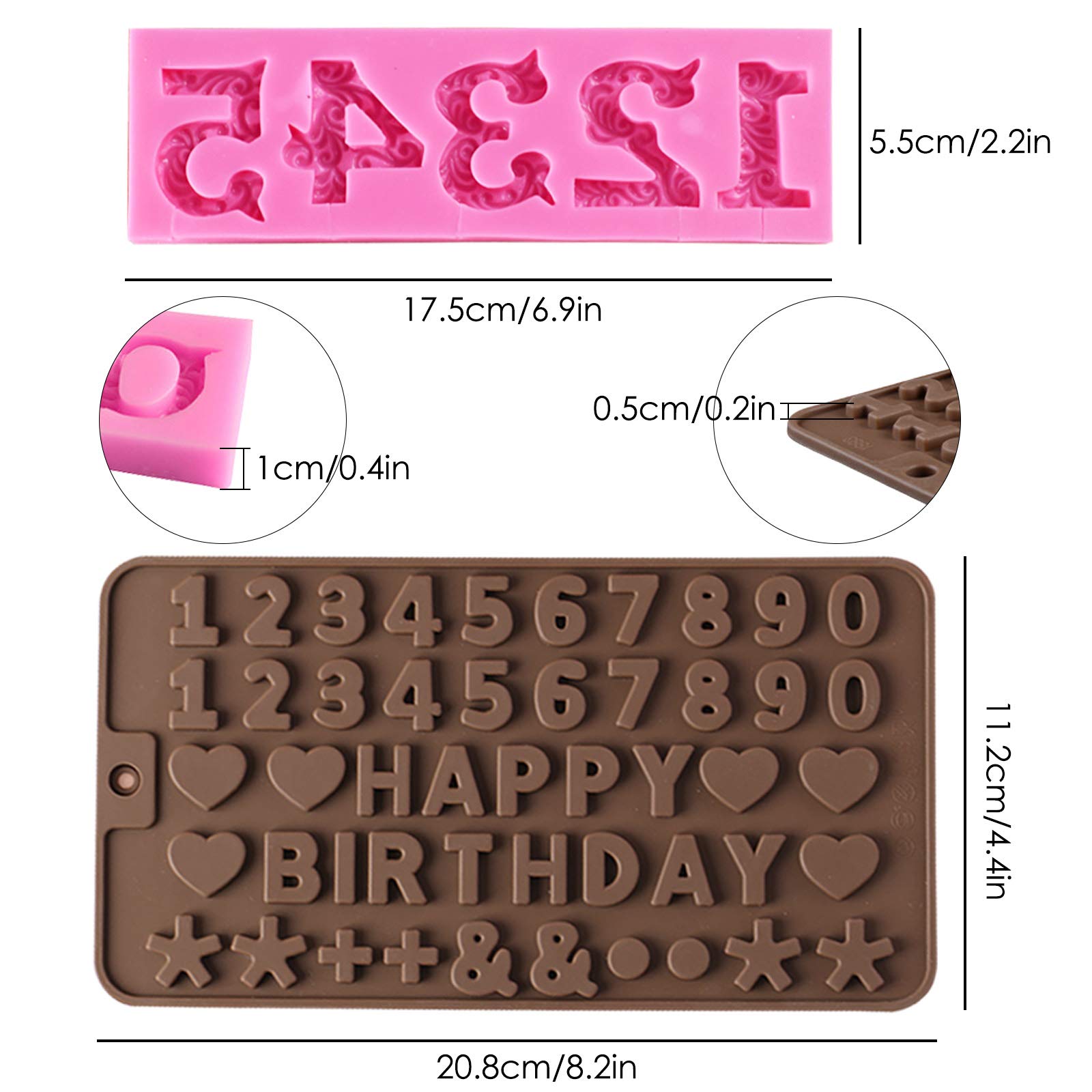 4 Pcs Silicone Mold, Aifuda Letter, Number Silicone Molds And Number Molds With Happy Birthday Cake Decorations Symbols For Diy