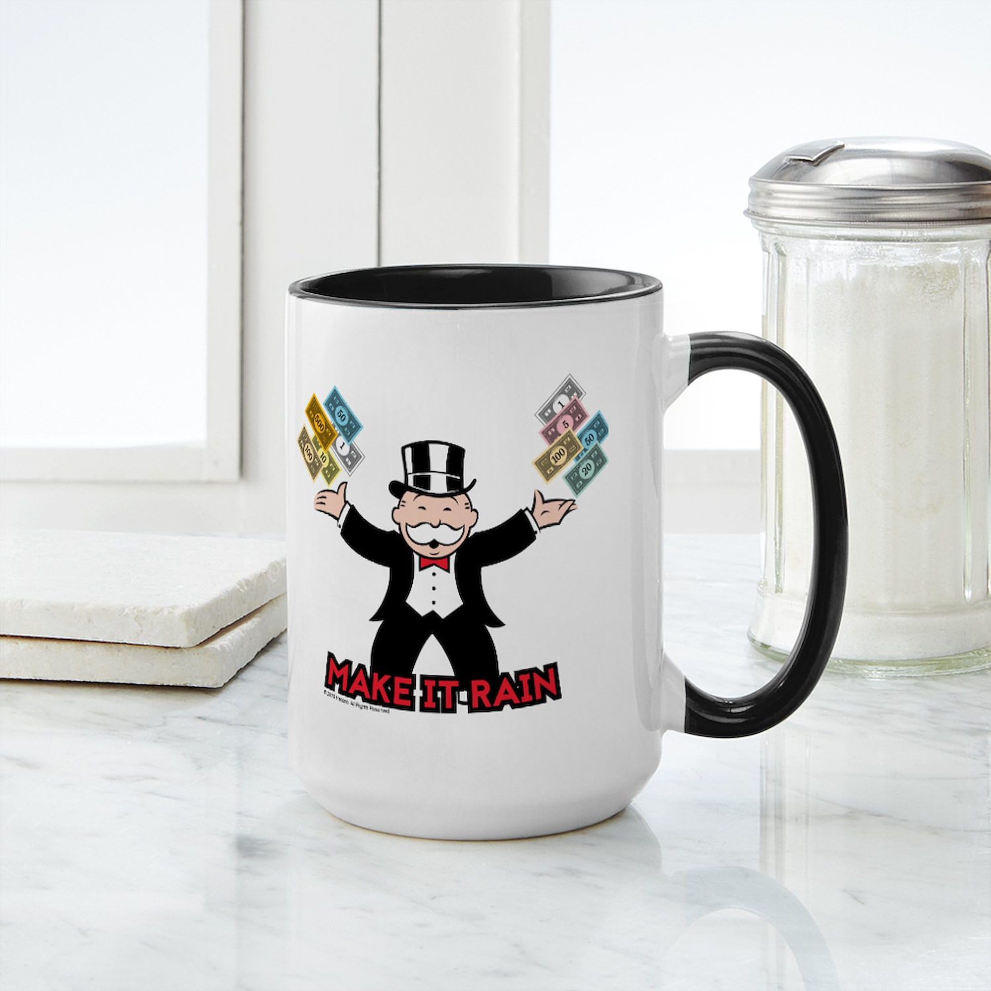 CafePress Monopoly Make It Rain 15 oz (444 ml) Ceramic Coffee Mug