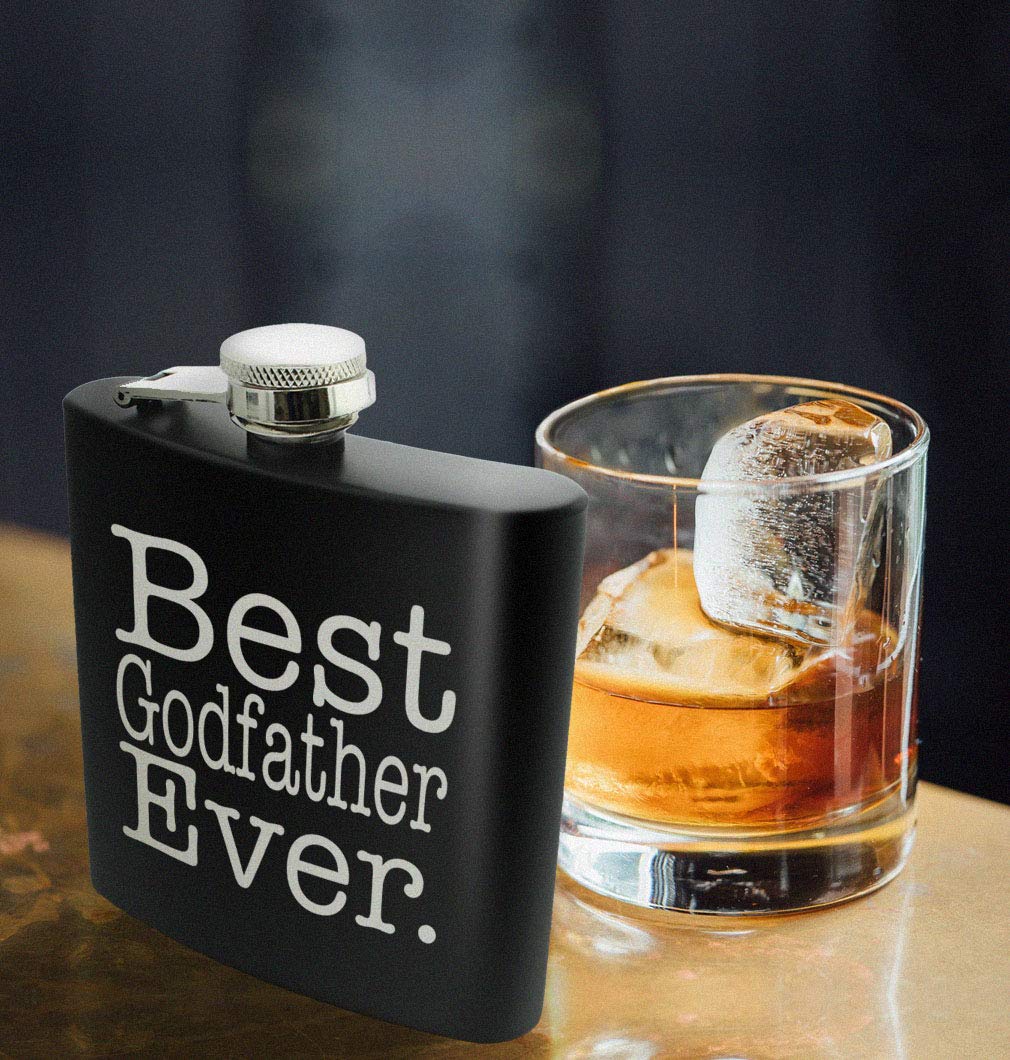 Fathers Day Present For Godfather Best Godfather Ever Godfather Gift 6Oz Stainless Steel Hip Flask Black