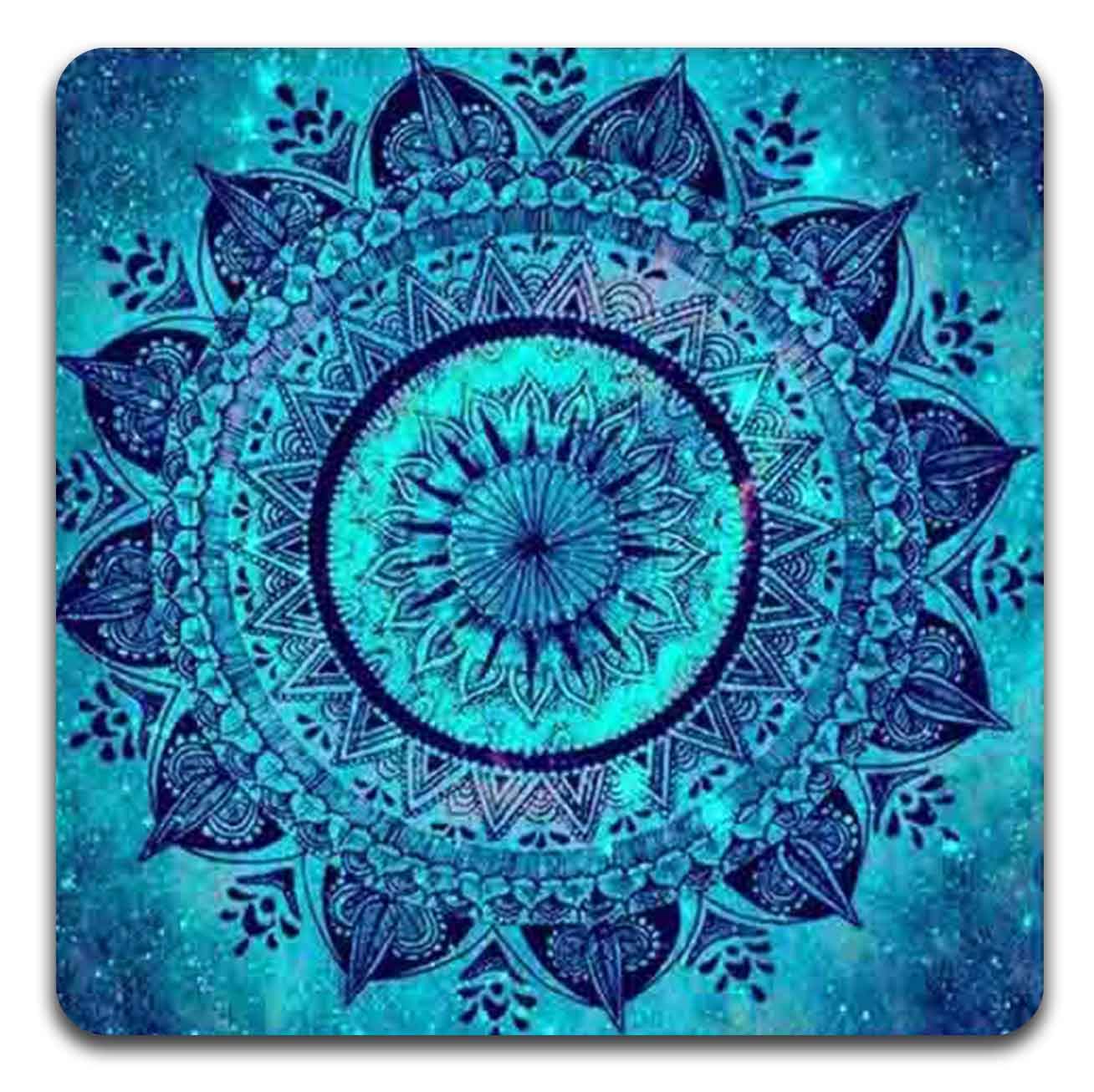 Mandala Pattern Square Coaster Set - Made Of Recycled Rubber - Set Of 4