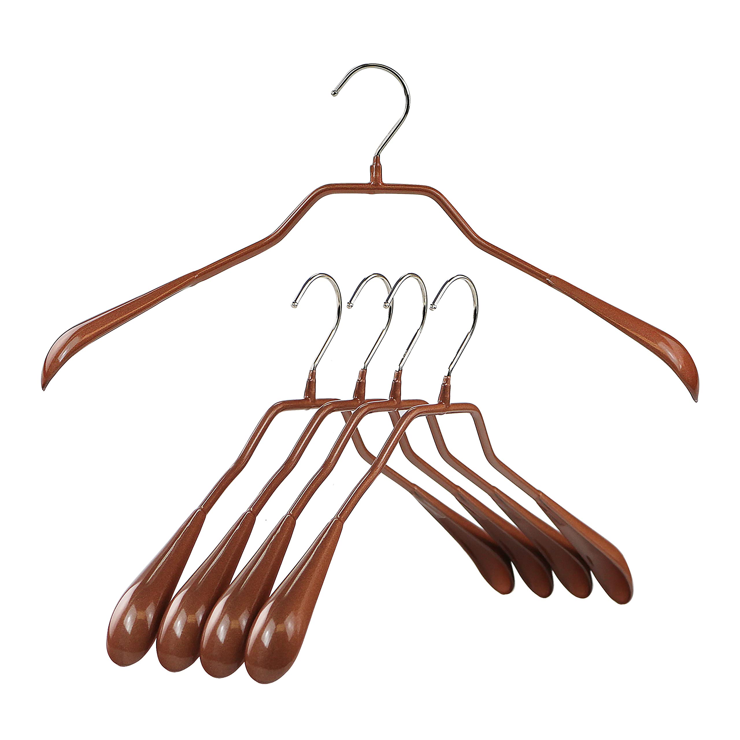 Mawa By Reston Lloyd, Non-Slip Steel Suit/Jacket Hanger, Wide Supportive Sholders With Rotating Hook, Copper, Set Of 5 (42-L)