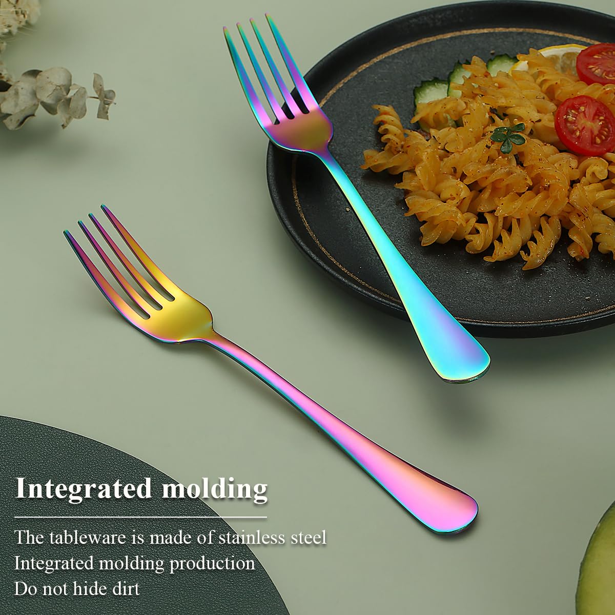 Evanda Rainbow Dinner Fork 12 Pieces  Rainbow Titanium Plating Stainless Steel 8.07inch Forks  Cake Forks  Table Forks Dessert Forks  Easy To Clean  Dishwasher Safe