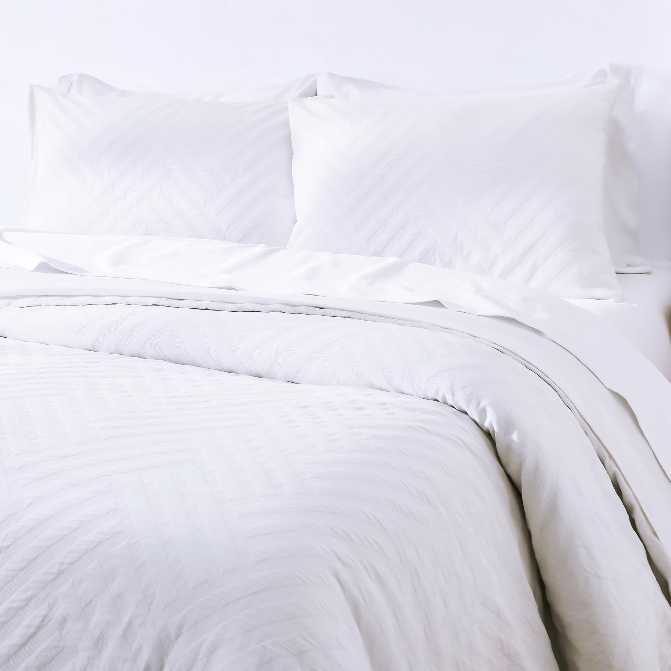 California Design Den Oversized King Duvet Cover, 100 Cotton, 3 Piece Set With Pillow Shams Soft Textured White Duvet Cover, 120