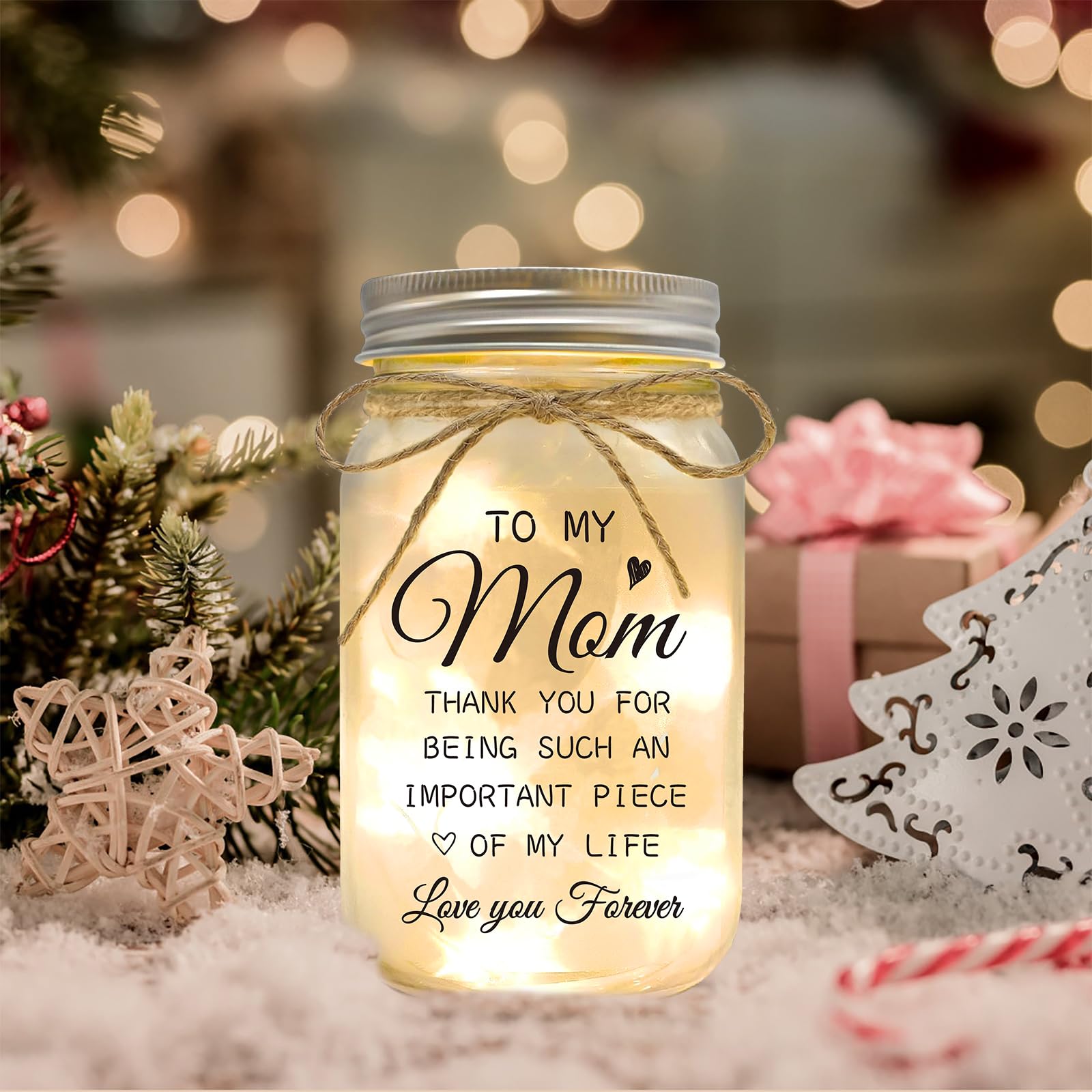 YOISTREVISK Mothers Day Gifts for Mom from Daughter, Son, Kids, Christmas Birthday Gifts for Mom, Ideas, Mason Jar Night Lights