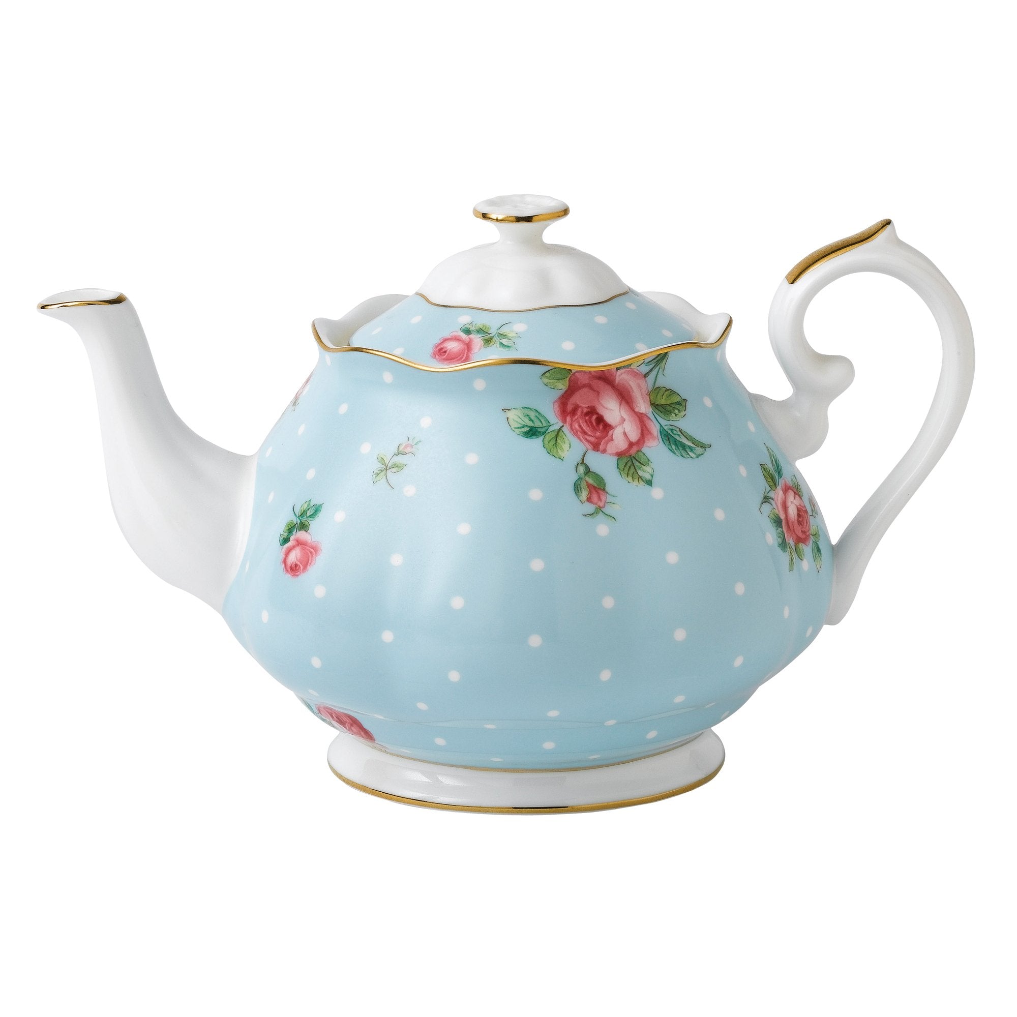 Royal Albert Polka 3-Piece (Teapot, Sugar & Creamer) Tea Set, Blue Multi