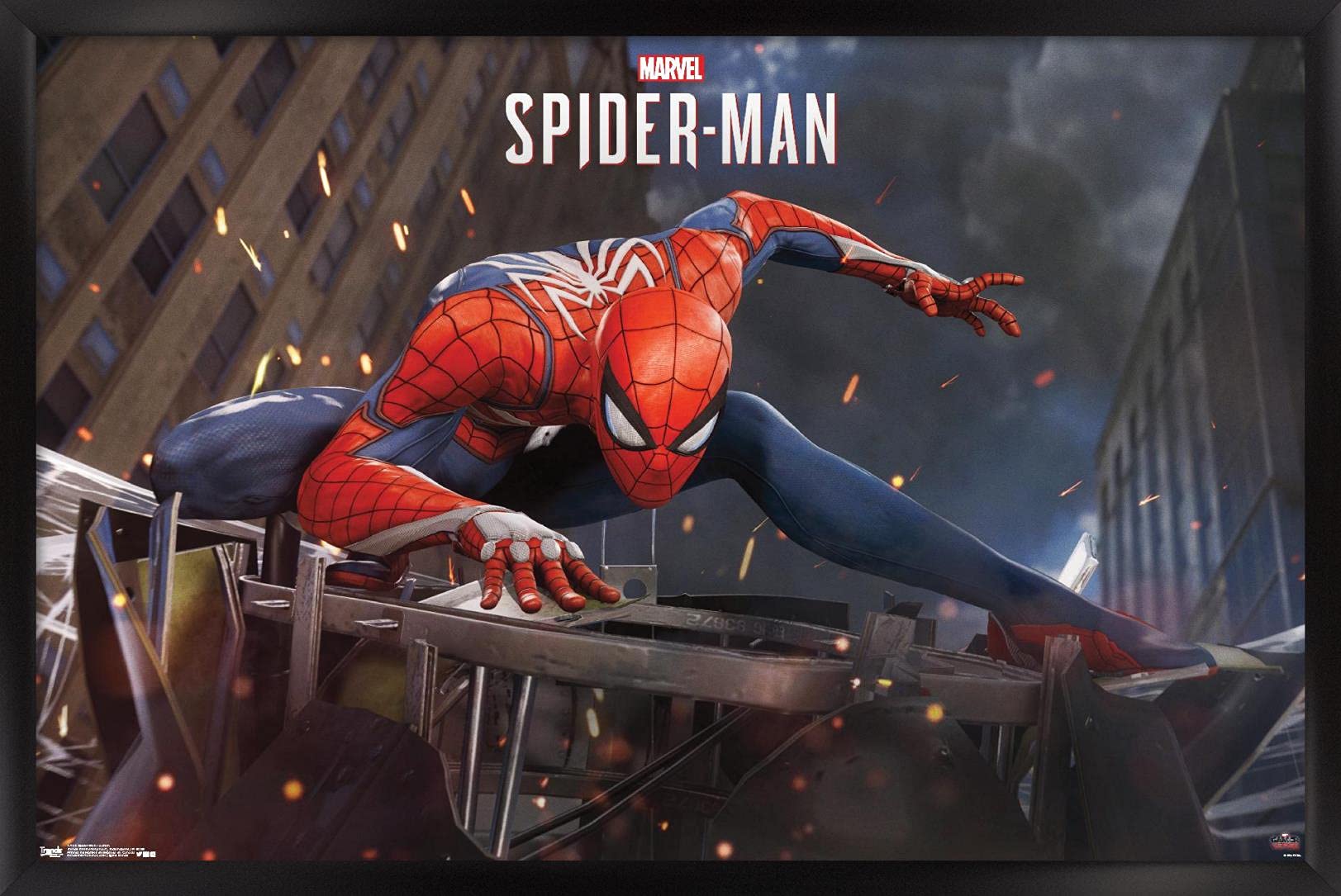Trends International Marvel Comics - Spider-Man - Action Wall Poster, 14.725'' X 22.375'', Black Framed Version