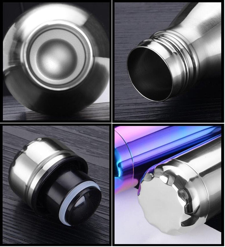 Jpojpo Vacuum Insulated Water Bottle, Insulated Cup Holder Plating Colorful 500Ml Stainless Steel Double Wall For Outdoor Sports
