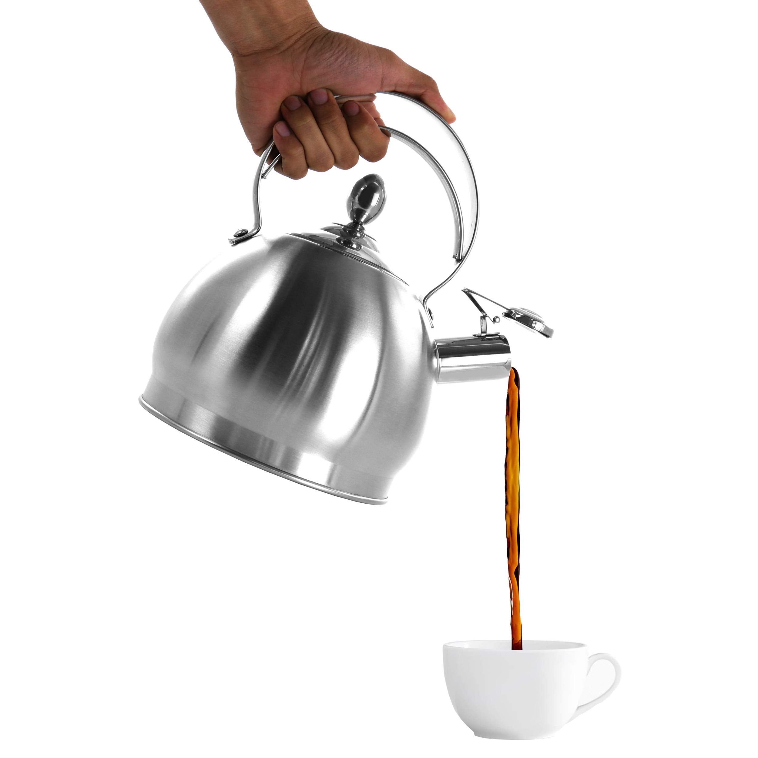 Megachef 2.8 Liter Stovetop Whistling Kettle In Brushed Silver