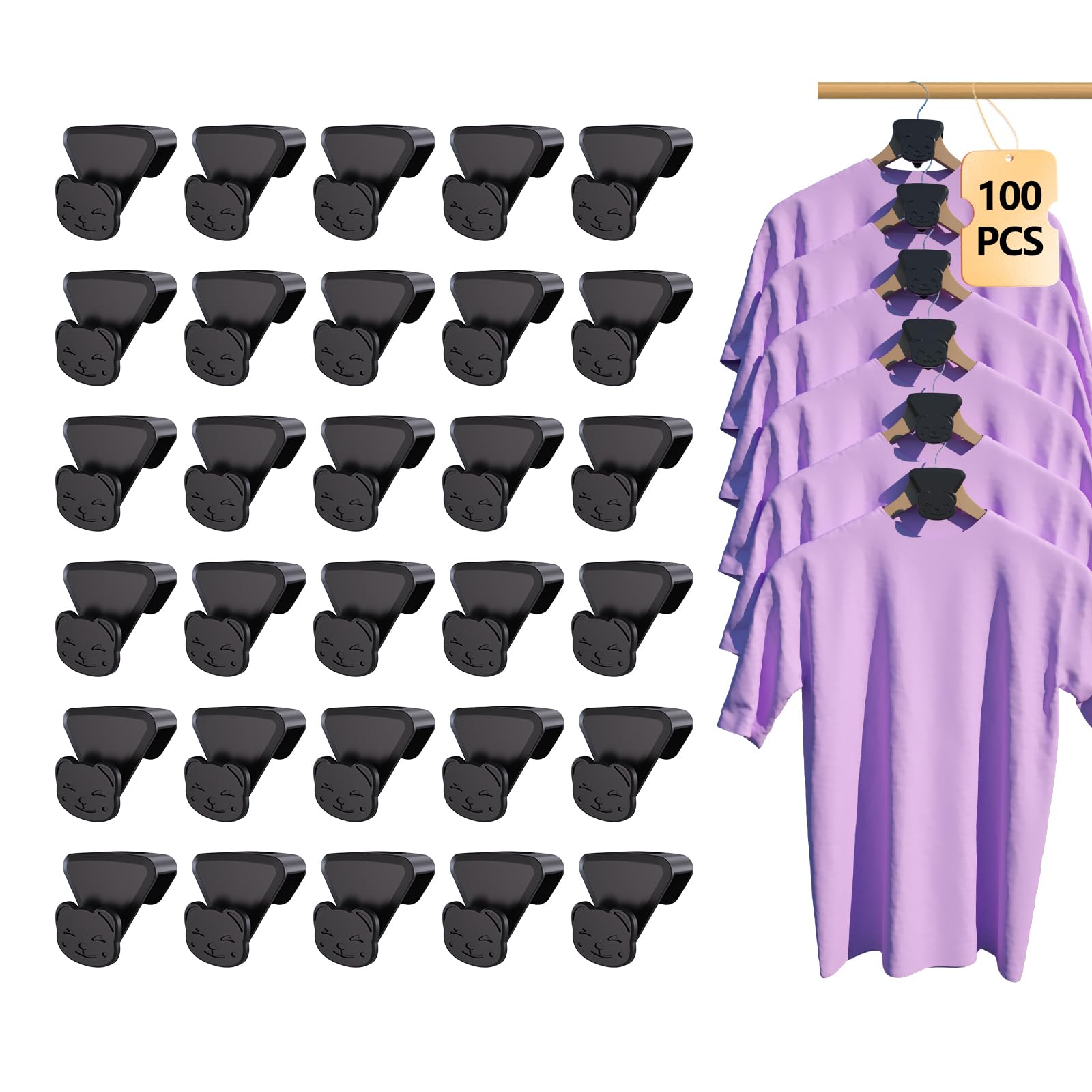 Lizmsie 100Pcs Space Saving For Hangers, Space Savers Bear-Shaped With Triangles For Hangers, Clothes Hanger Connector Hooks, Ha