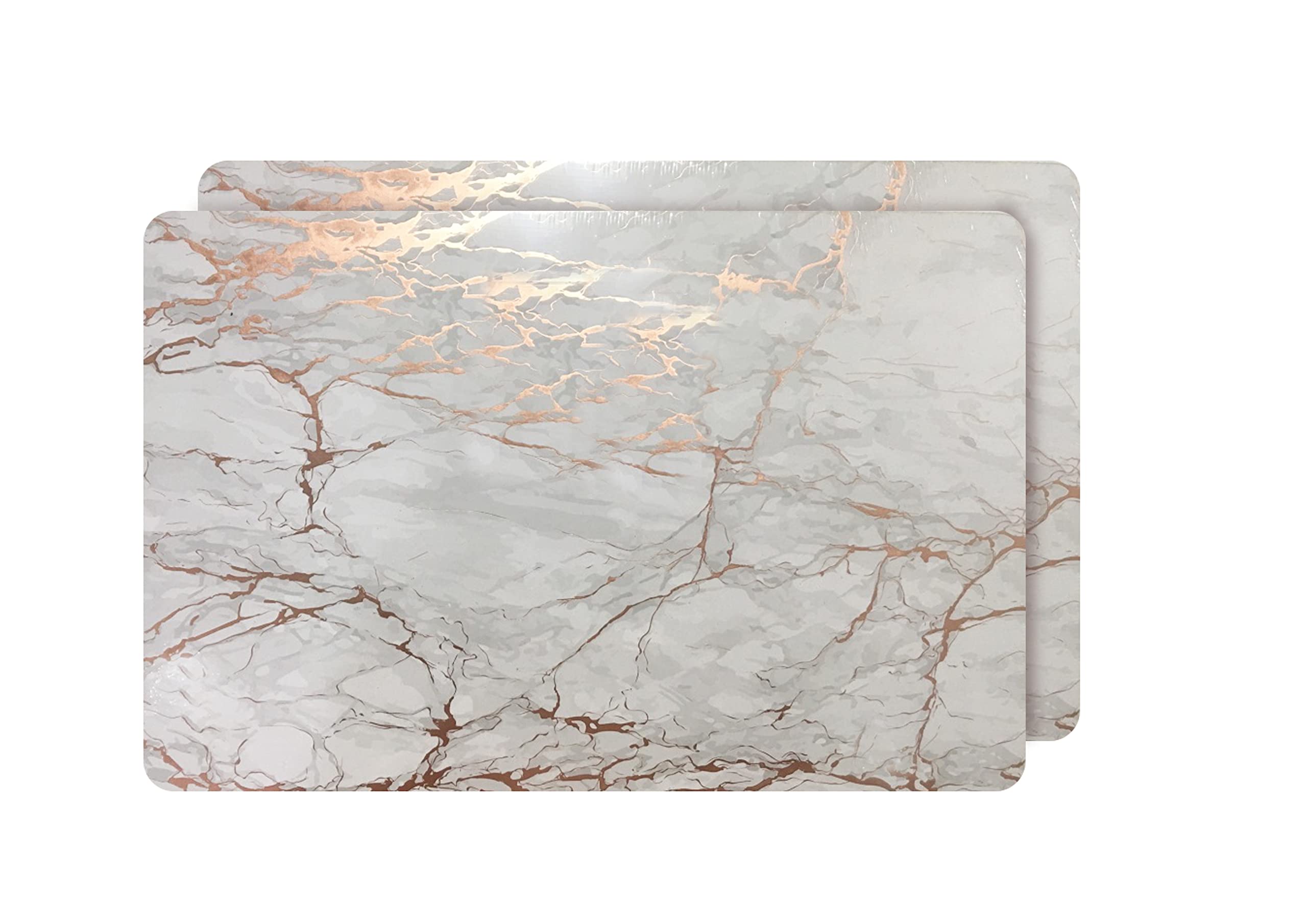 Dainty Home Marble Cork Place Mats Rectangle Rectangle Black Rose Gold 12''X18'' Set Of 2 Washable Placemats Heat Resistant Plac