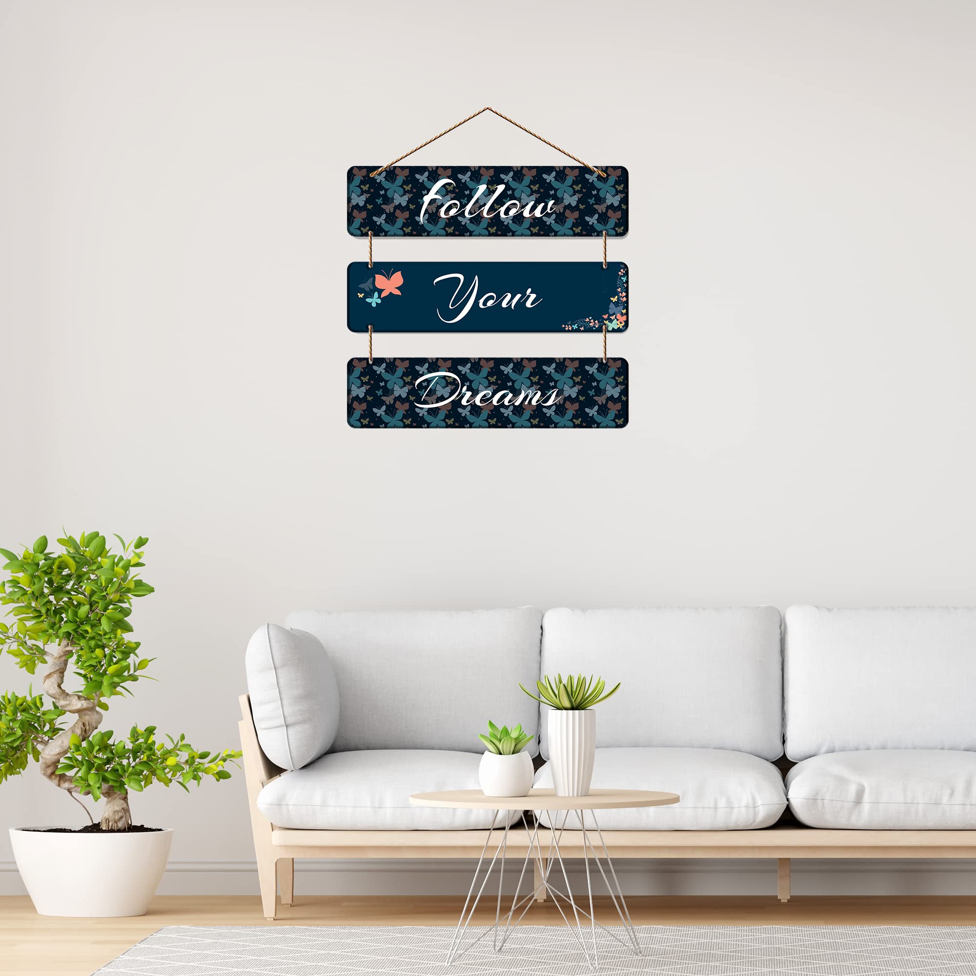 Artvibes Follow Your Dreams Wooden Wall Hanger For Home Decor, Office, Artworks Mordern Hangings (Wh_5308N)