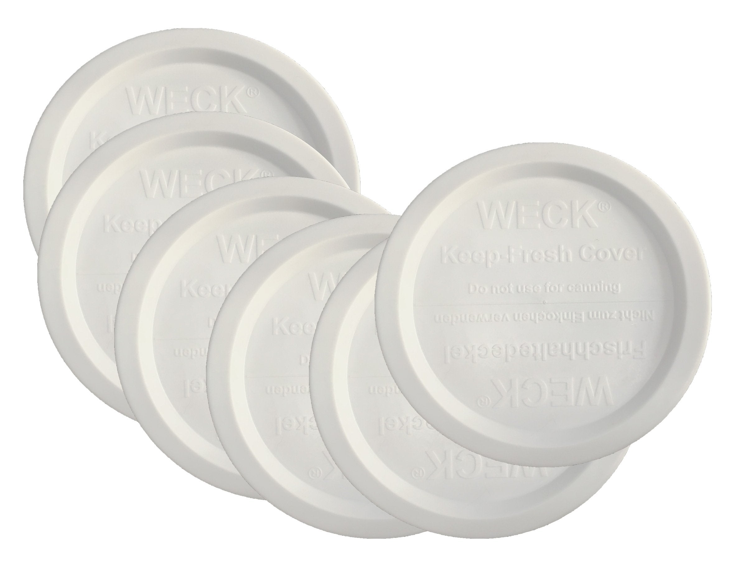Weck Jar Keep Fresh Plastic Lids, 6 PACK, Medium -80 Millimeter --Fits models 900, 976, 746, 901, 996, 958
