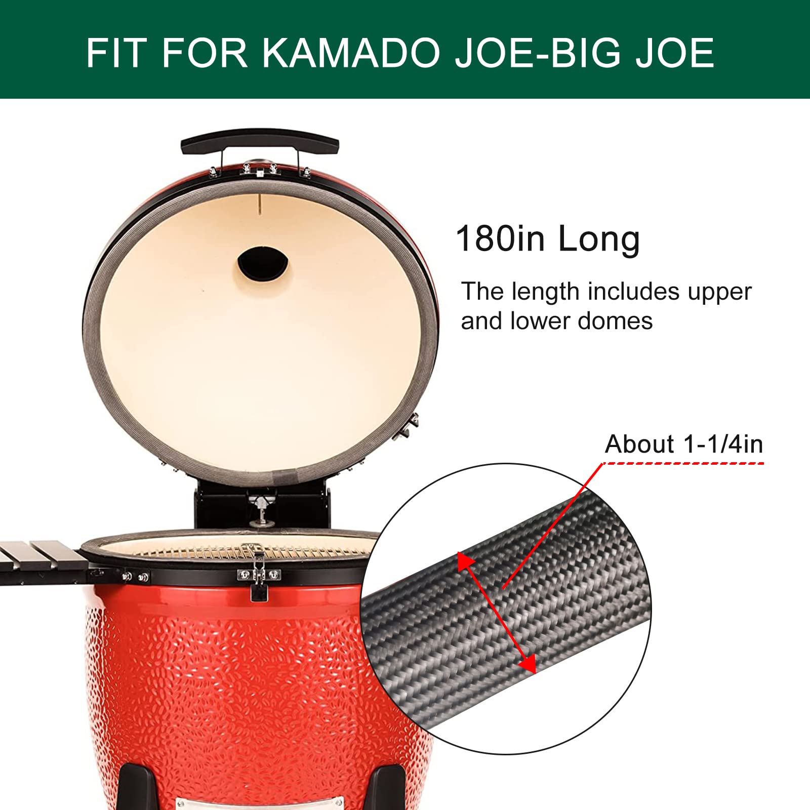 Quantfire Wire Mesh Gasket Kit For Kamado Joe Classic High Temp Fiberglass Gasket Replacement Bbq Smoker Seal Accessories Self S