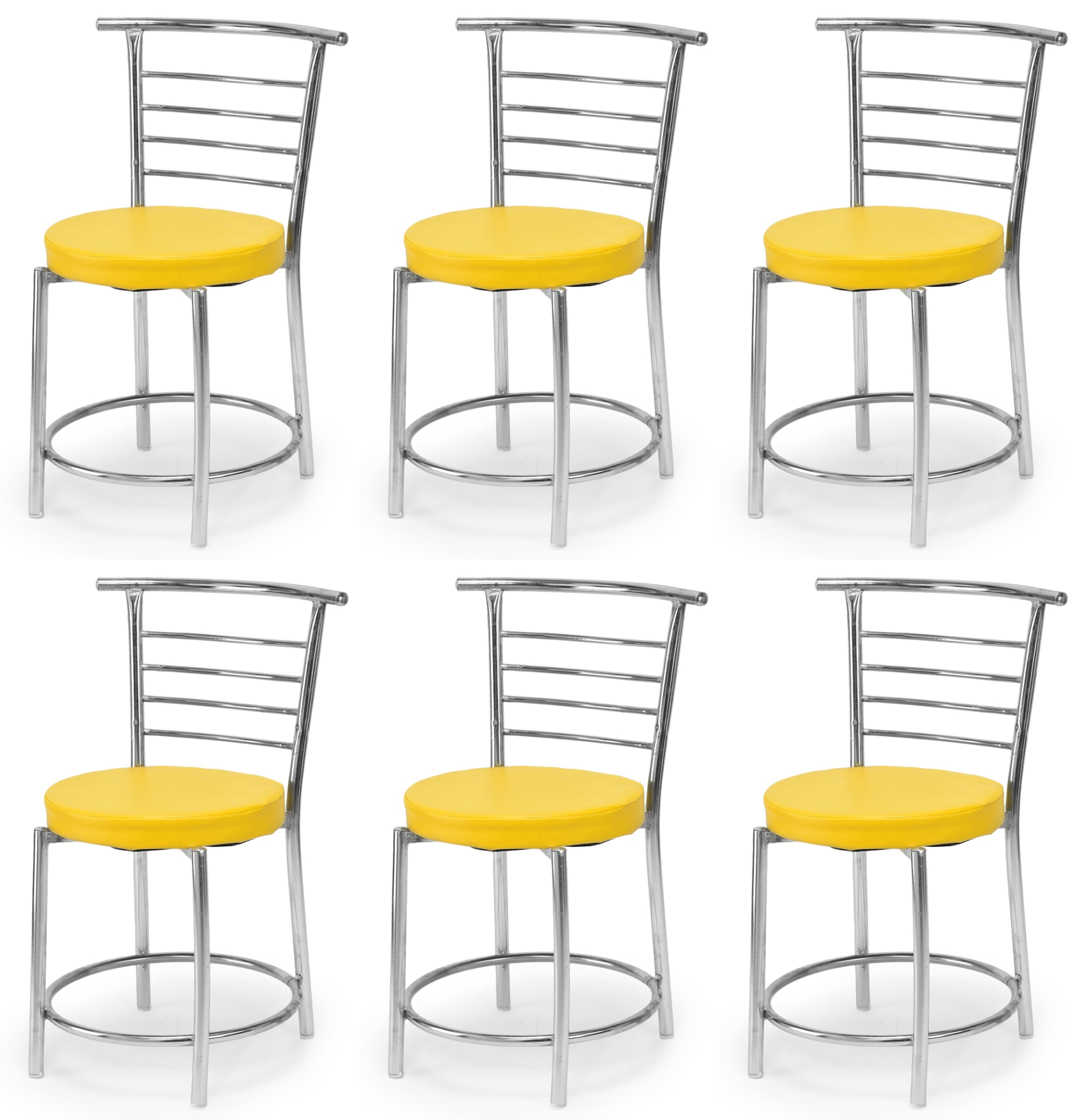 Goyal Steel & Furniture Chairs For Dining Table, Steel Chair, Dining Chair With Comfortable Cushion (6, Yellow, Standard)
