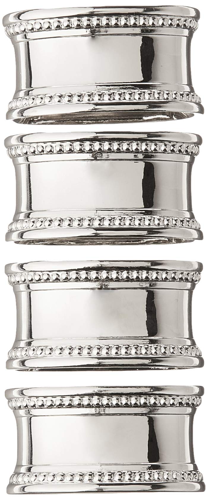 Elegance Beaded Oval Napkin Rings, Set Of 4,Silver
