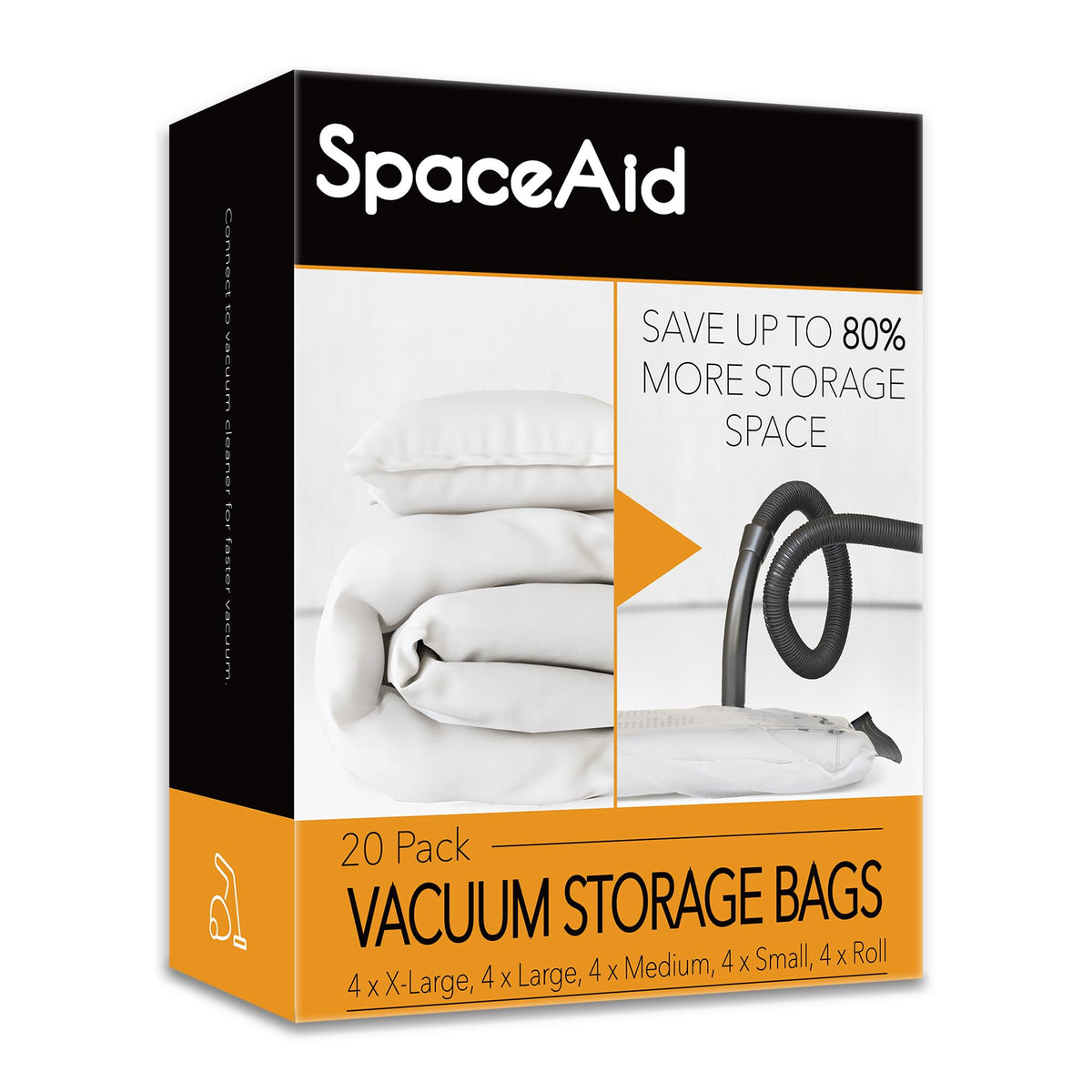 Spaceaid 20 Pack Vacuum Storage Bags, Space Saver Sealer Compression Bags For Comforters, Blankets, Pillows, Bedding, Clothes (4