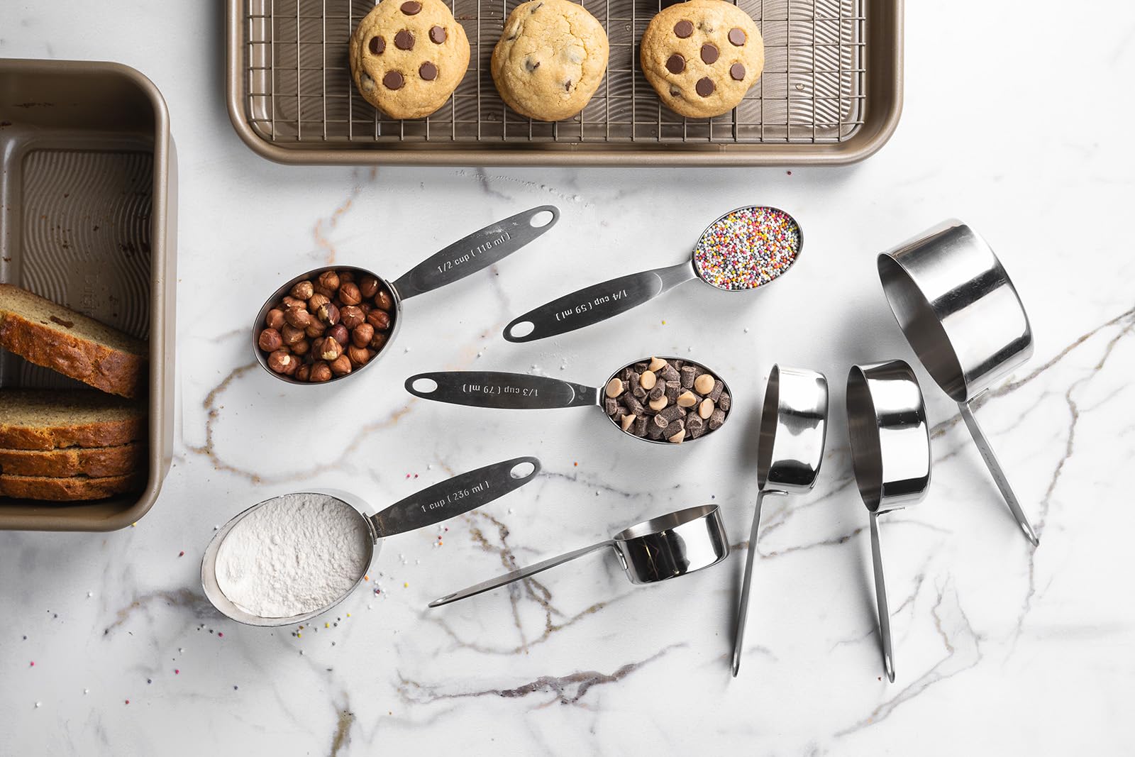 Cuisipro Stainless Steel Measuring Cup Set - Model 747141 - Silver Finish