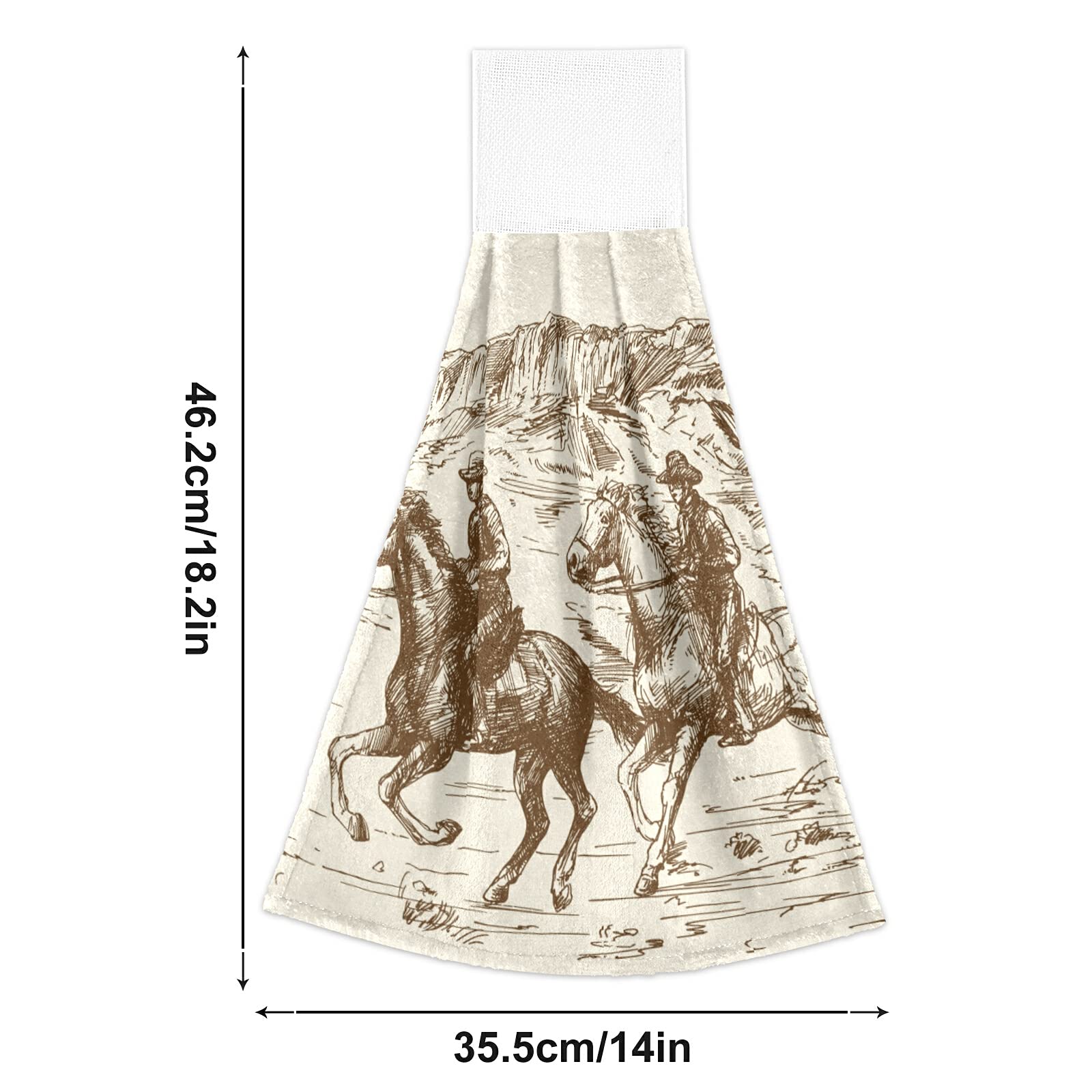 Wellday 2 Pcs Hanging Hand Towels Soft Absorbent Western Desert Cowboy Towel For Kitchen Bathroom