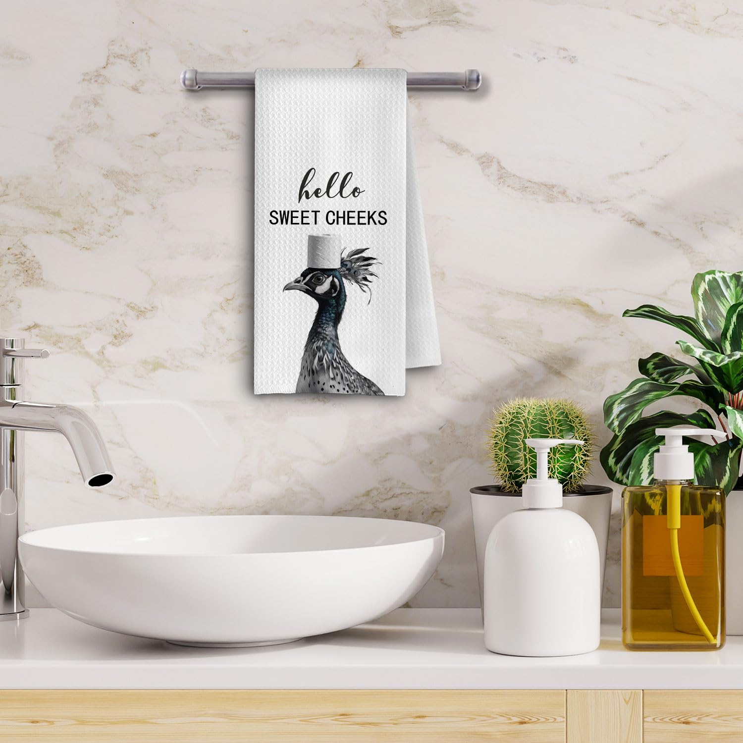 GCFET Peacock Gifts Hand Towels - Peacock Decorative Waffle Bathroom Towels, Funny Bathroom Hand Towels, 16 X 24