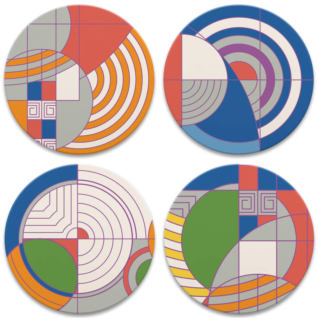Coasterstone Frank Lloyd Wright Hoffman Rug Designs Set Of 4 Coasters, One Size, Multicolor