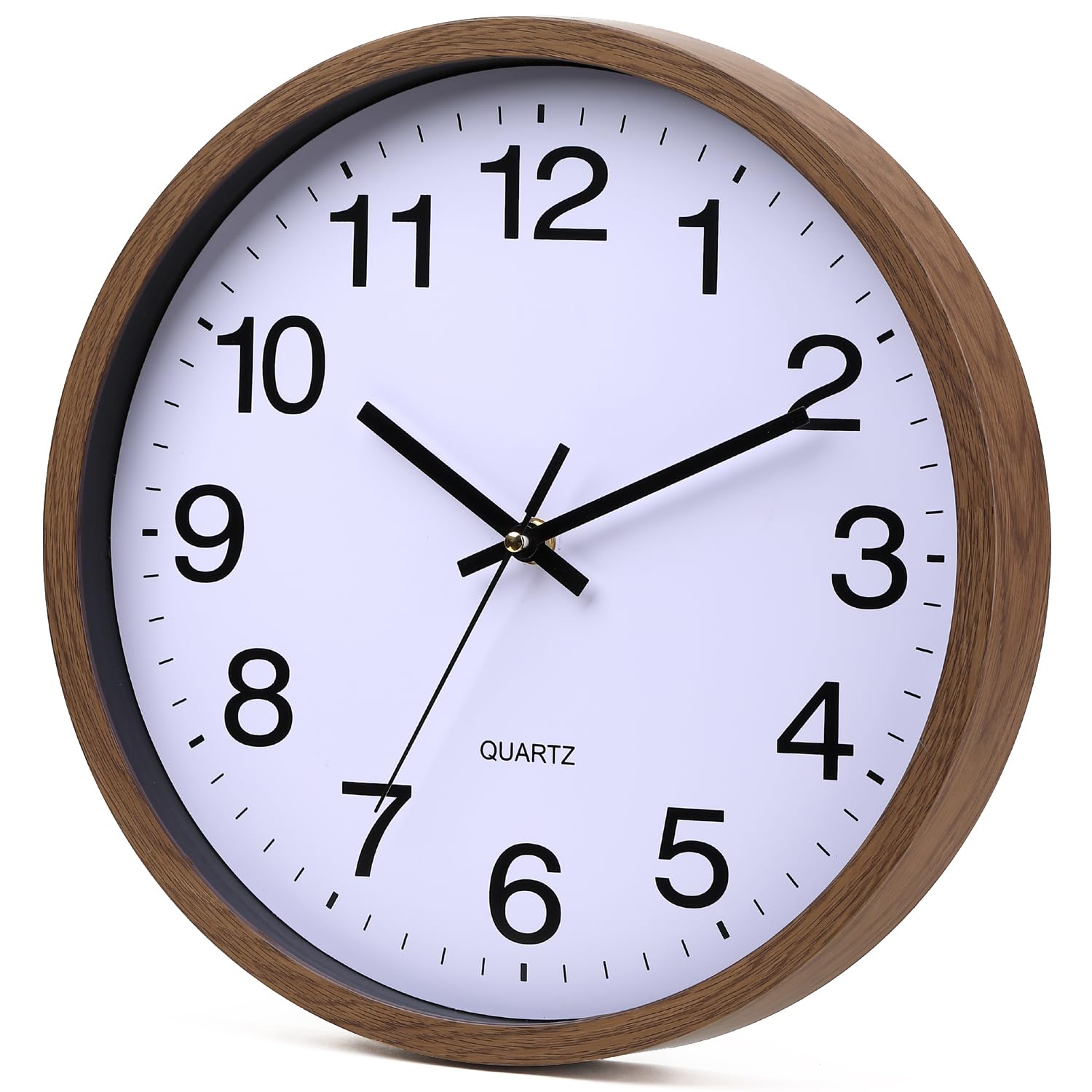 Tohooyo Wall Clock 12 Inch Wooden Frame Glass Cover Non-Ticking Number Quartz Modern Quartz Design Decorative Bedroom Kitchen Of