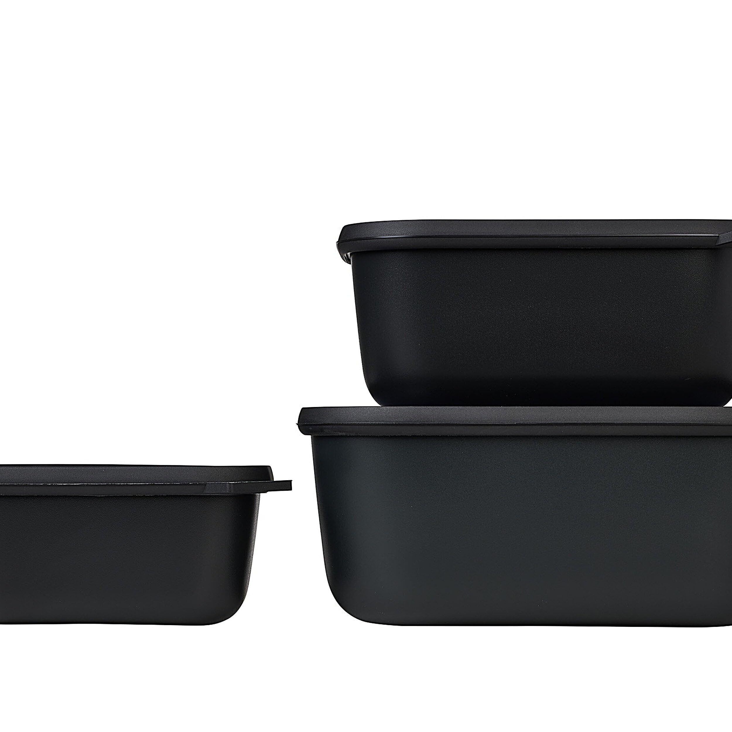 Mepal - Multi bowl Cirqula 3-piece set Nordic black - 750  1500  3000 ml - Food storage containers with lid - Airtight storage box for fridge & freezer  microwave container & serveable dish