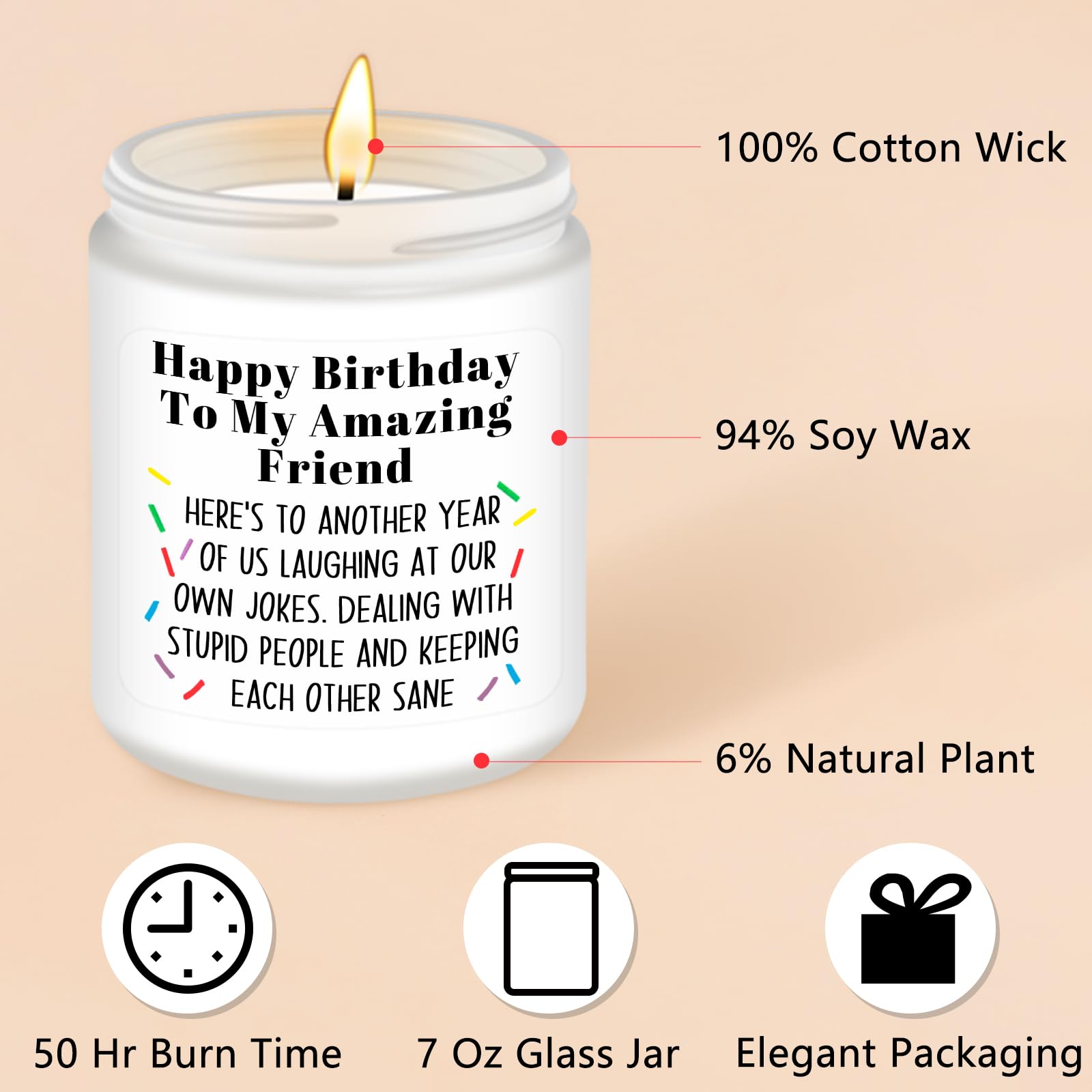 Homsolver Best Friend-Birthday Gifts for Women Men, Funny Friendship Gifts for Woman Candles, Birthday Gift for Friends Sister B