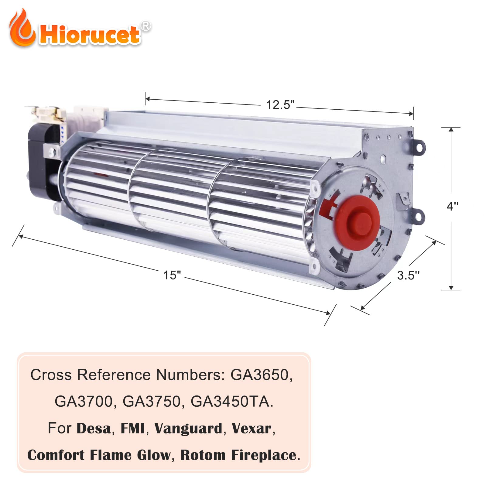 Hiorucet Fireplace Blower Fan Unit for Desa, FMI, Vanguard, Vexar, Comfort Flame Glow, Rotom Fireplace, BK BKT GA3650 GA3700 GA3