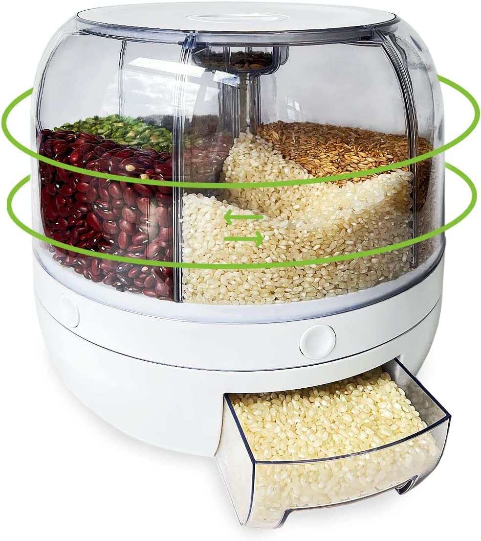 Vbm Cereal Food Dispenser For Kitchen 6 Grid Dry Food Dispenser Space Saving Food Storage Containers For Cereal, Rice, Nuts, Can