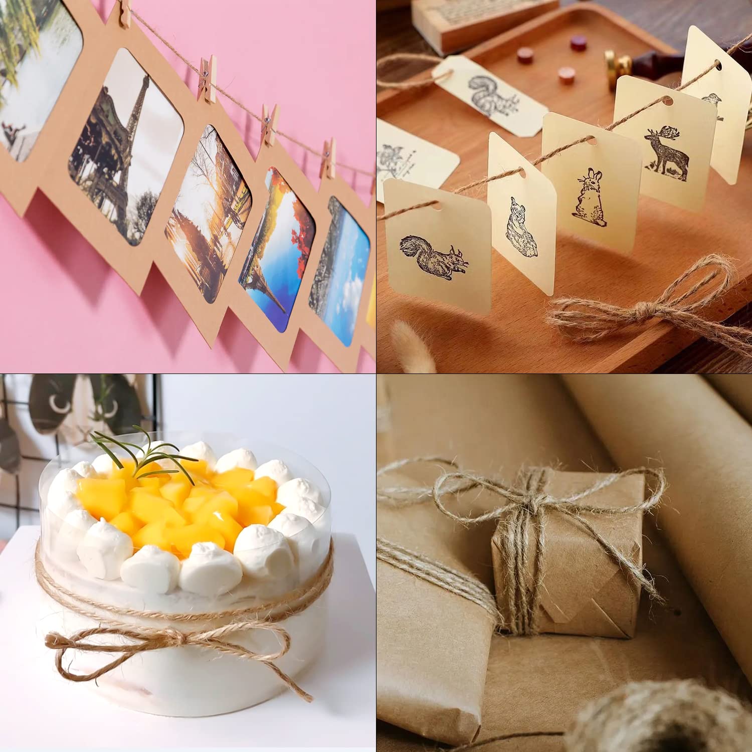 Hstech 100 Pcs Mini Natural Wooden Clothespins And 82 Ft Jute Twine, Baby Clothes Pins, 3.5 Cm Craft Photo Clips For Home School