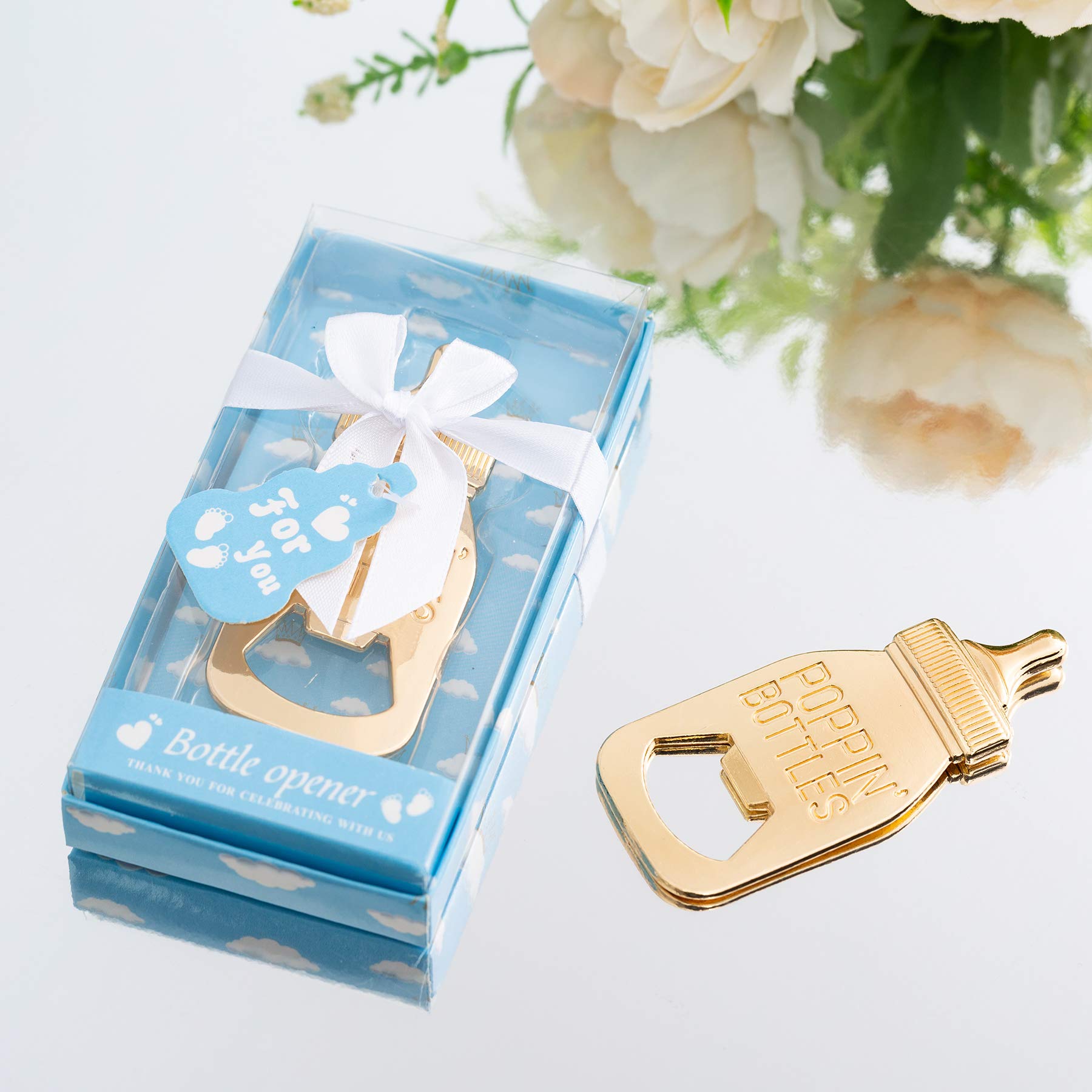 24 Packs Poppin Bottle Openers For Baby Shower Favors,Gifts,Decorations And Souvenirs (Blue, 24)
