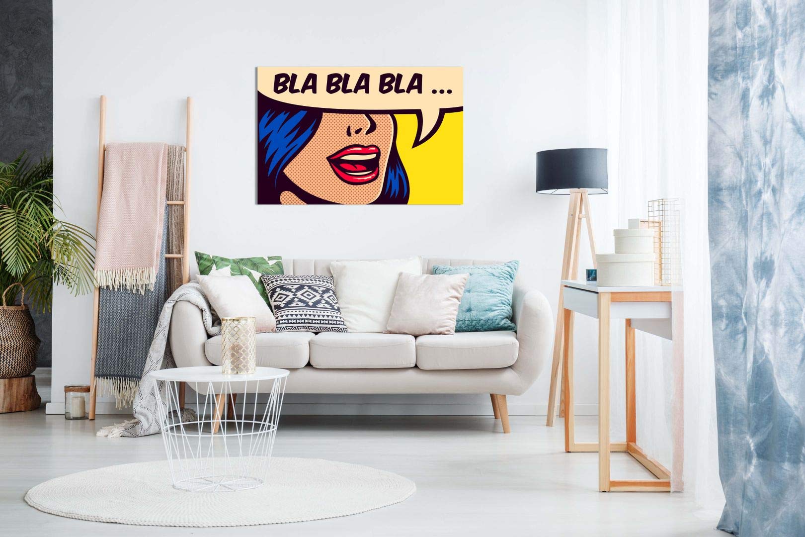 Modern Pop Art Girl Bla Bla Canvas Wall Art Picture Print (24X16)