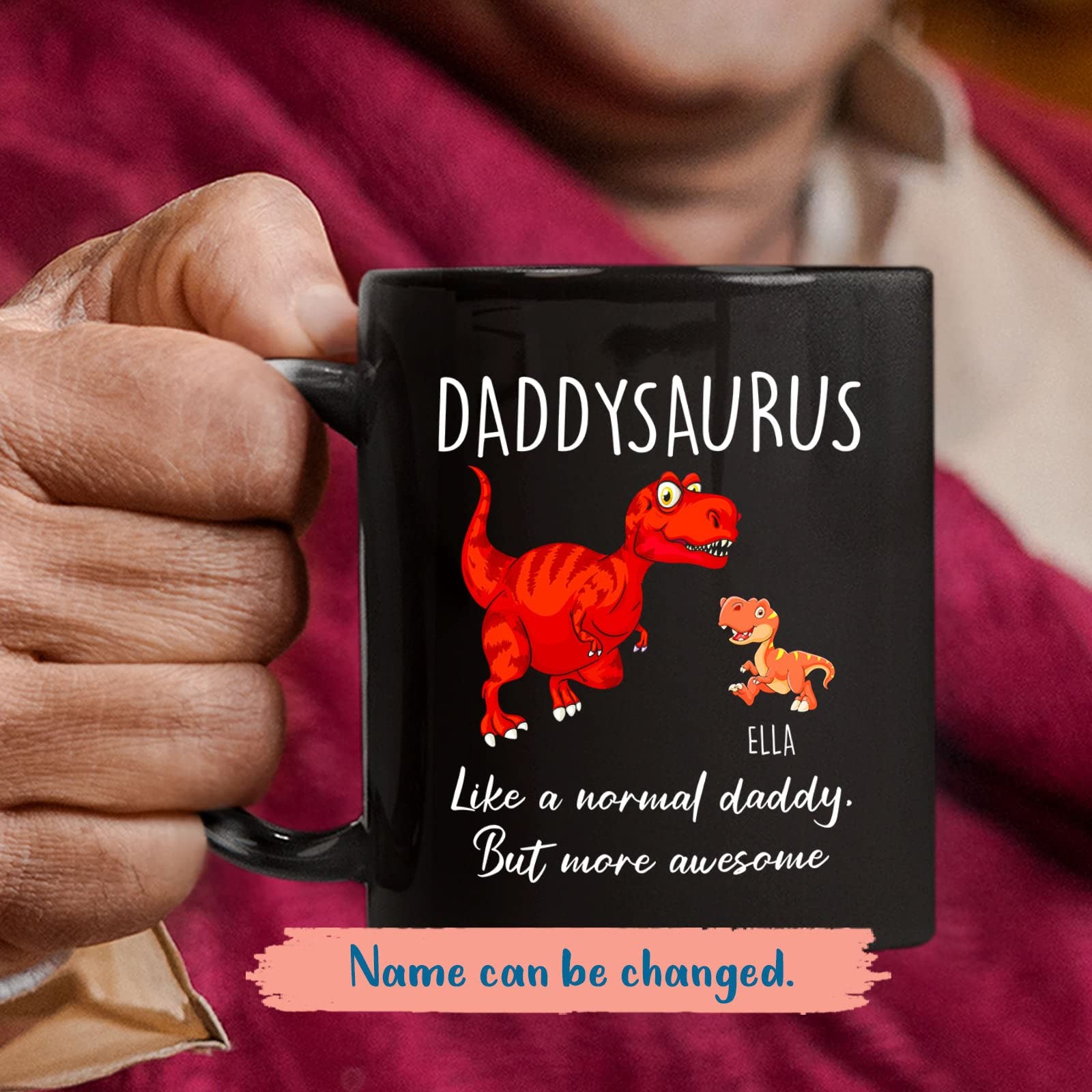 Papa Dinosaur Coffee Mug, Custom Grandkid Name Mug, Personalized Daddysaurus Mug, Gifts For Daddy, Papa, Dinosaur Lover, Gift fr