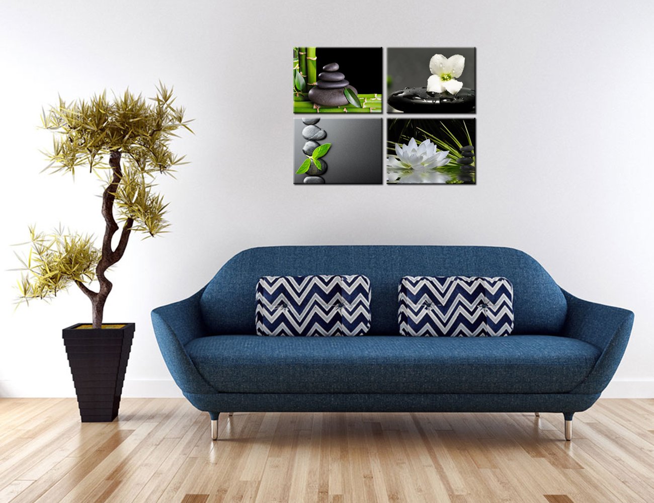 Vvovv Wall Decor Zen Wall Decor Zen Stone Elegant Lotus Flower Painting Green Bamboo Wall Pictures Bathroom Spa Room Decor Frame
