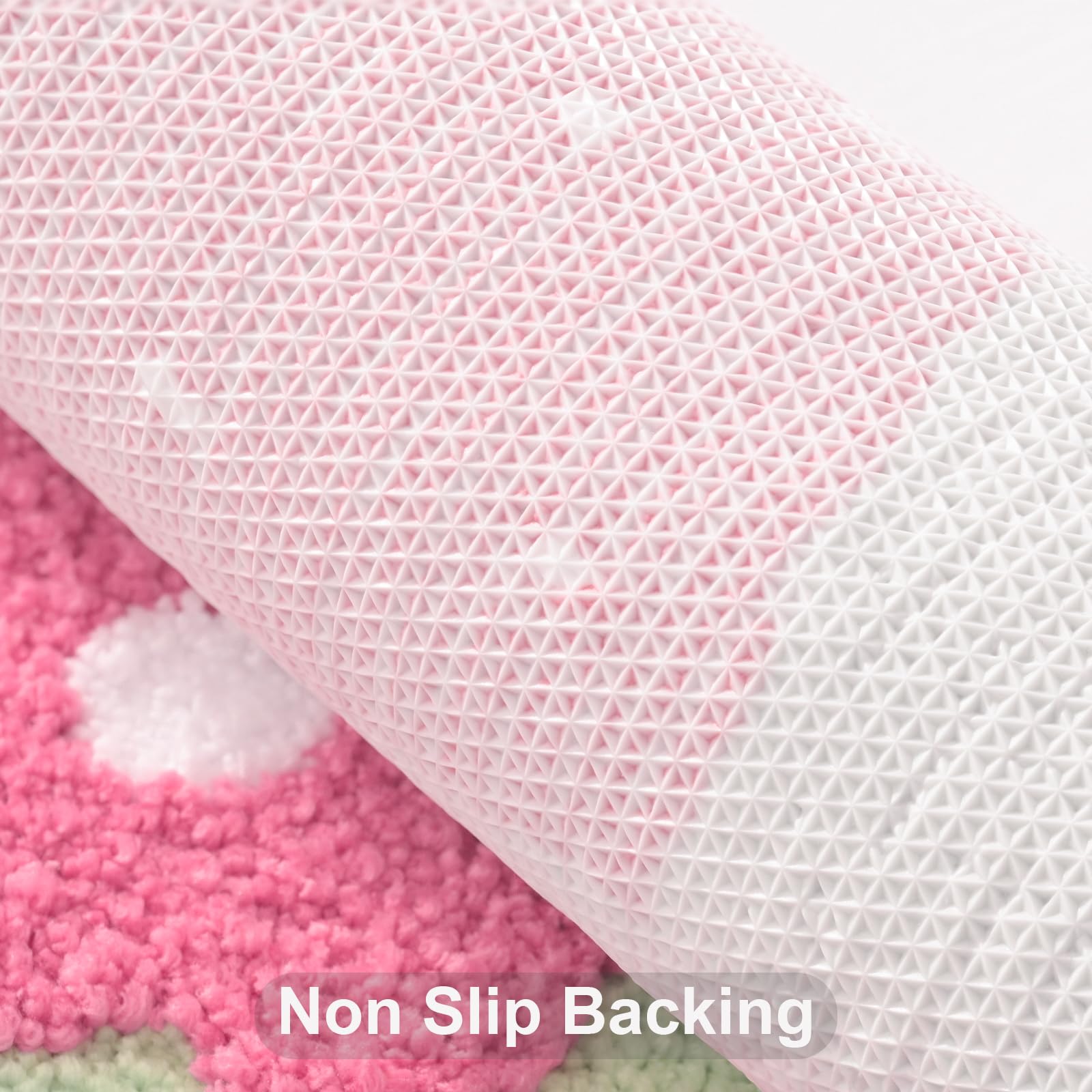 Anybar Green Bathroom Rugs Cute Strawberry Flower Bath Mat Bathroom Accessories, Funny Colorful Non Slip Floor Bath Rug Machine