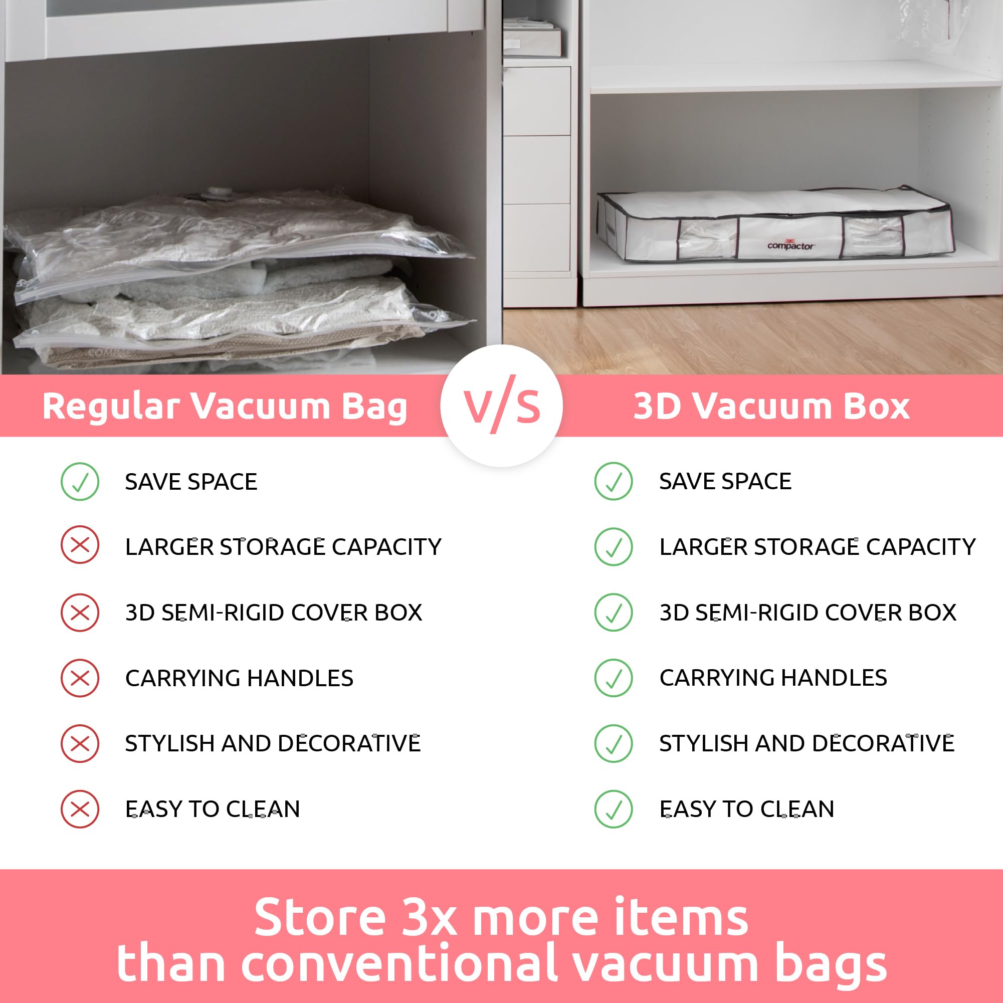 Compactor Vacuum Storage Bag Xl | Space Saver Vacuum Storage Bags For Clothes, Comforters & Blankets | Ultimate Storage Solution
