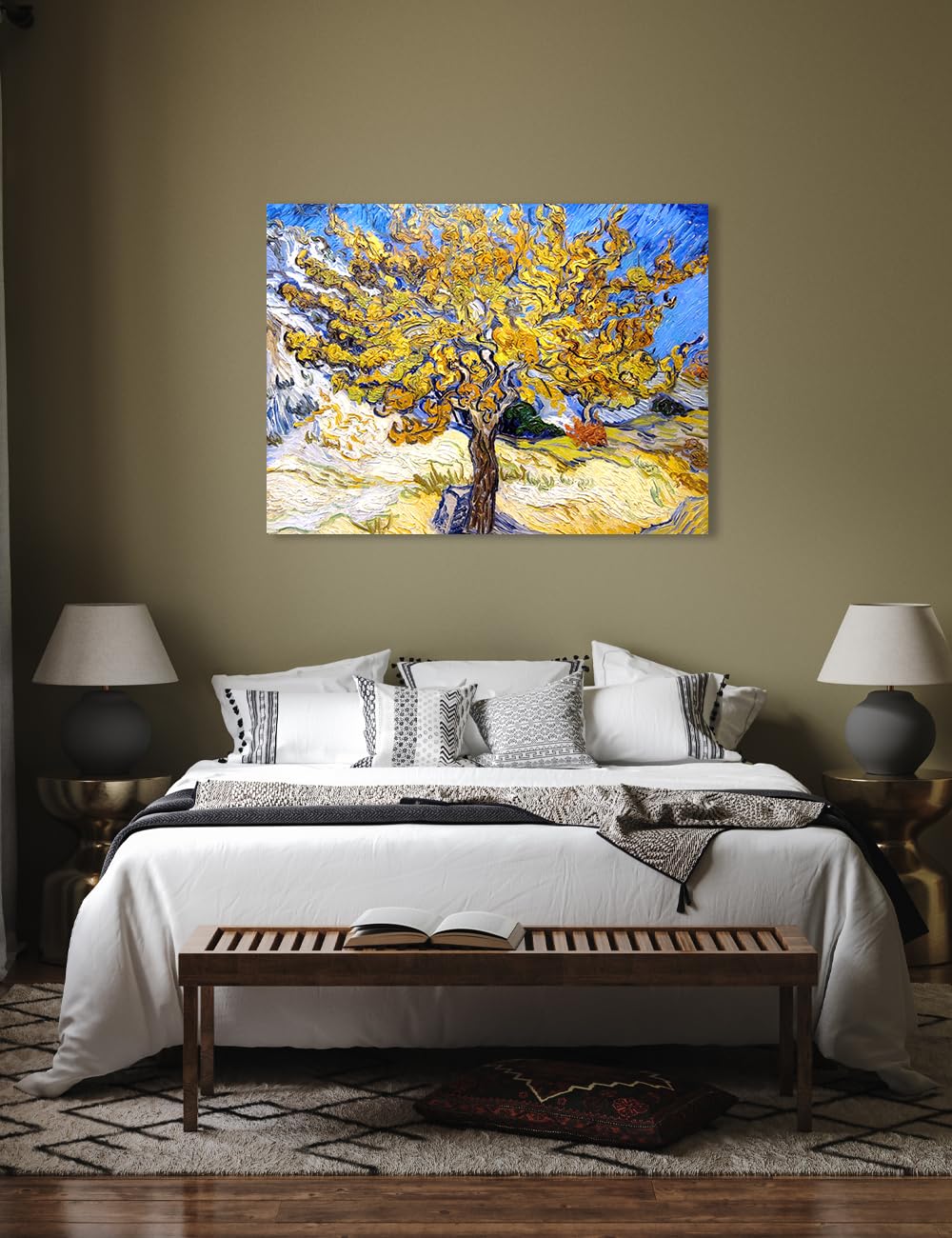Decorarts - The Mulberry Tree, Vincent Van Gogh Reproductions. Oversize Giclee Canvas Print Wall Art For Home Wall Decor. 40 X30